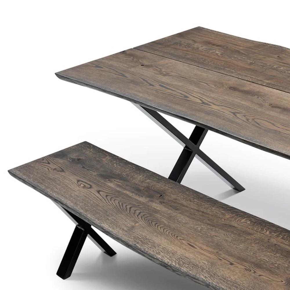 Plank Dining Table, Solid Oak, Chocolate For Sale 12