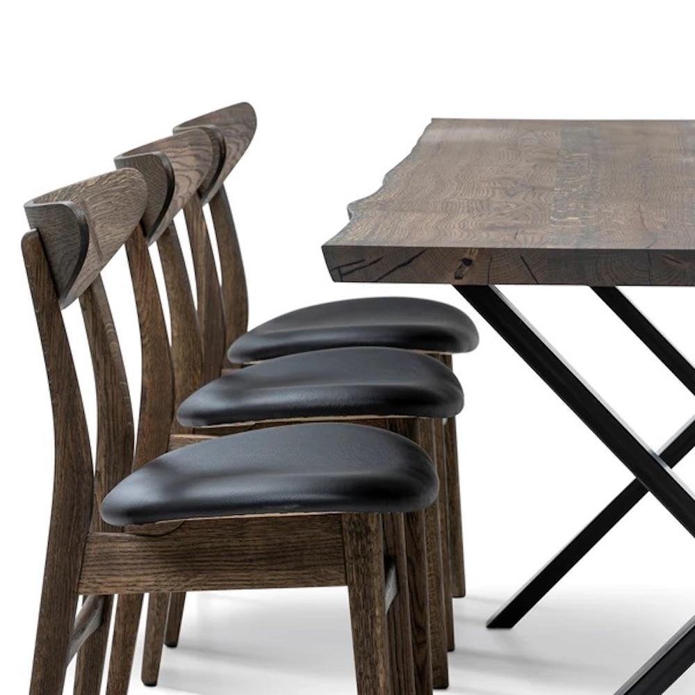 Plank Dining Table, Solid Oak, Chocolate For Sale 13
