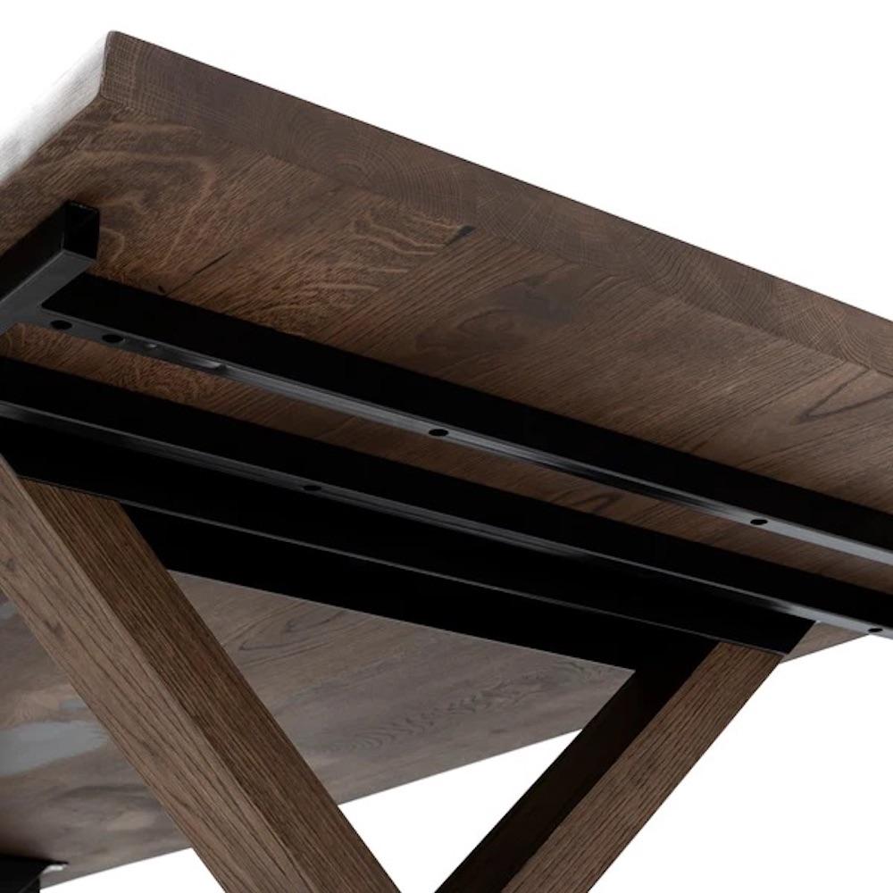 Rustic Plank Dining Table, Solid Oak, Chocolate For Sale