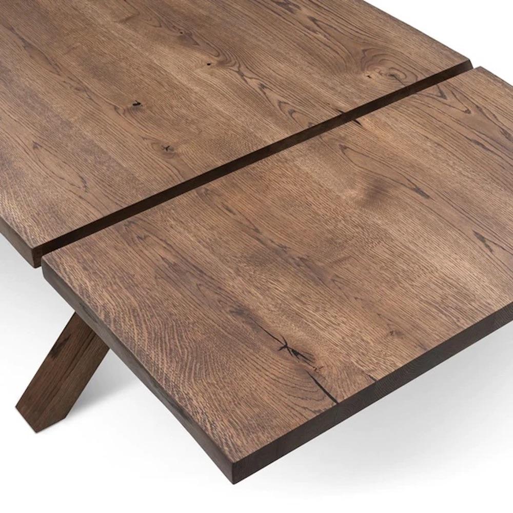 Oiled Plank Dining Table, Solid Oak, Chocolate For Sale