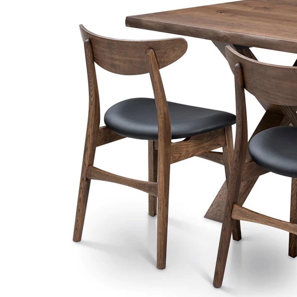 Plank Dining Table, Solid Oak, Chocolate For Sale 2