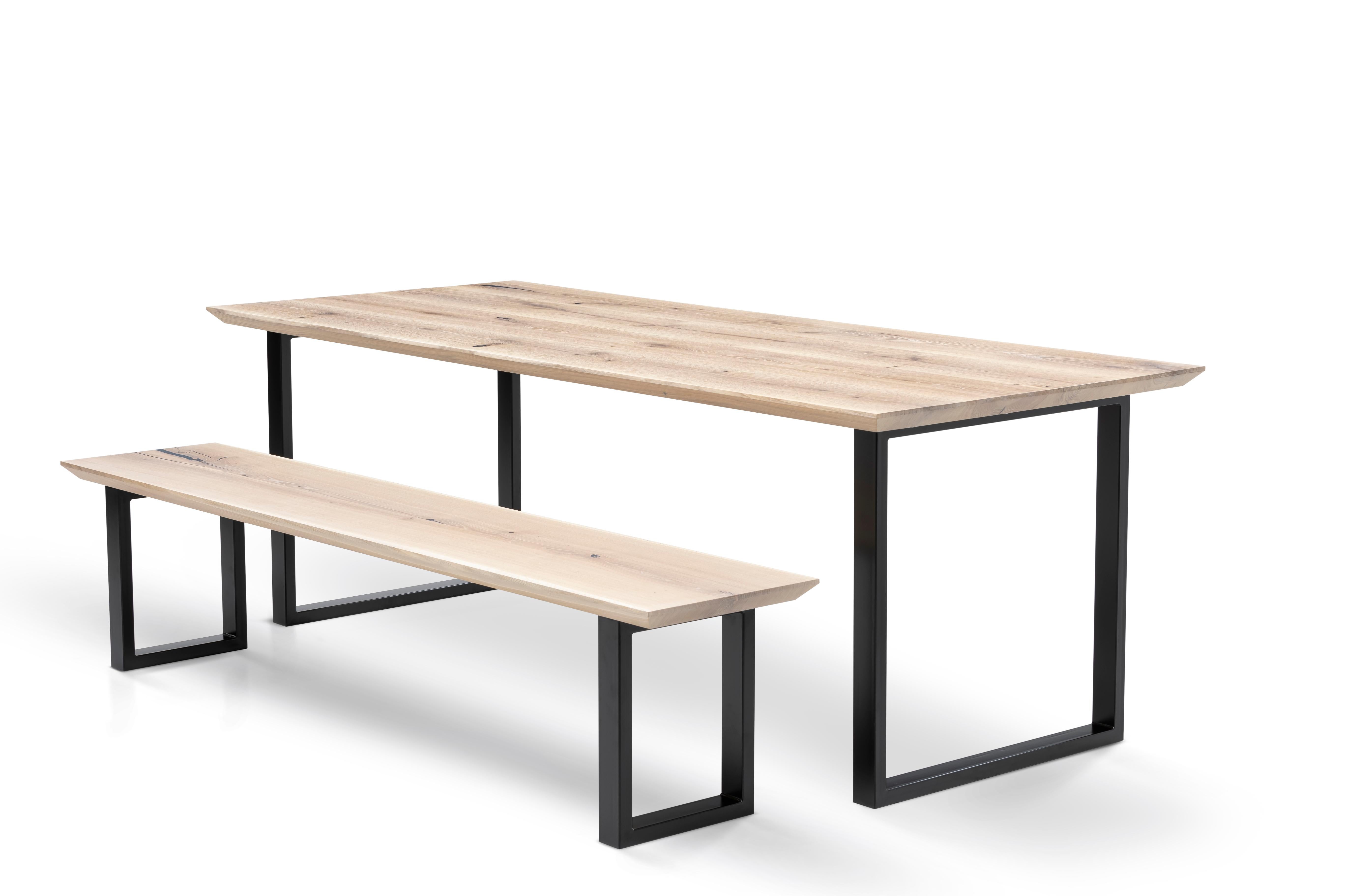Plank Dining Table, Solid Oak, Cotton For Sale 7