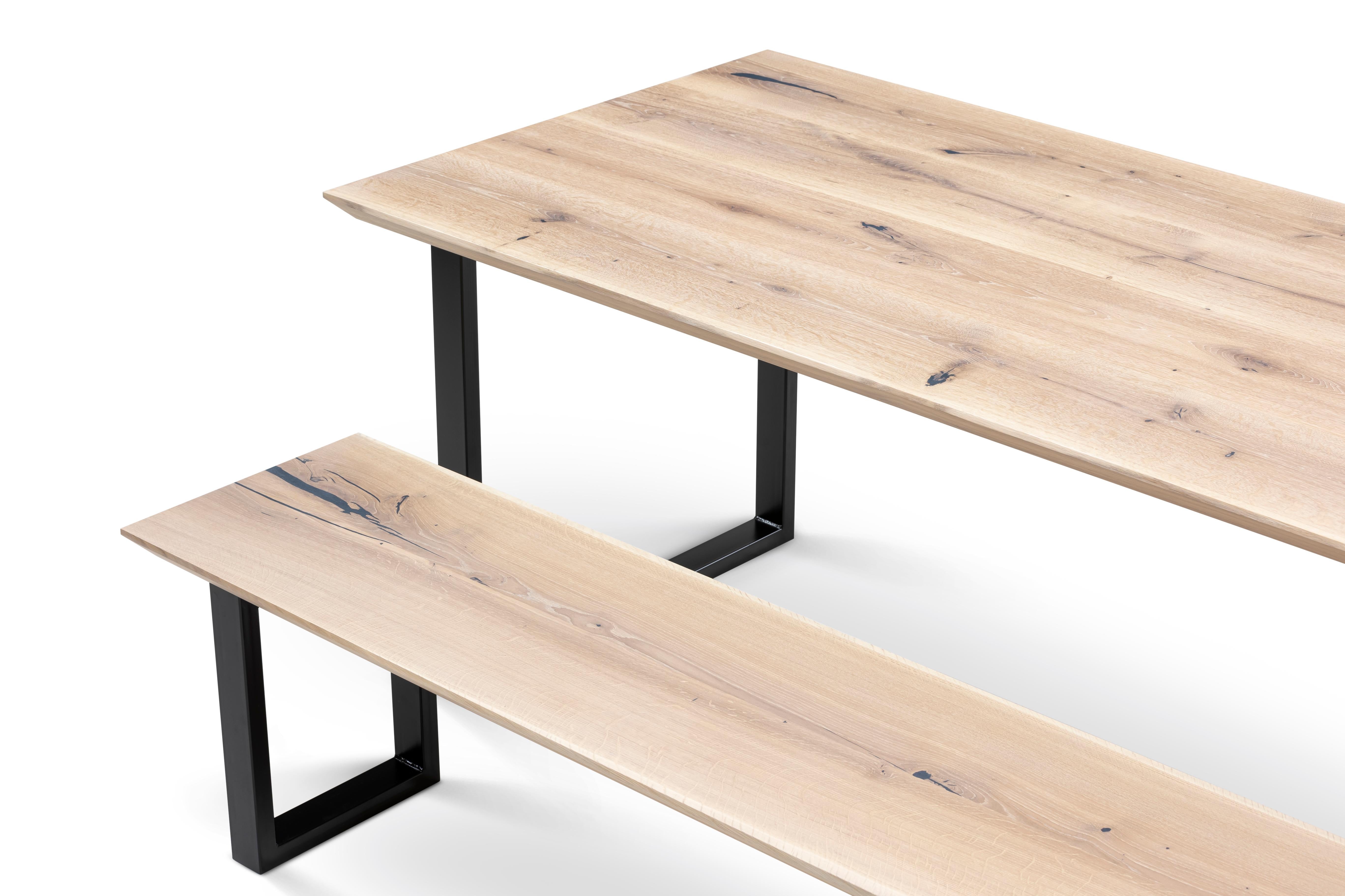 Plank Dining Table, Solid Oak, Cotton For Sale 8