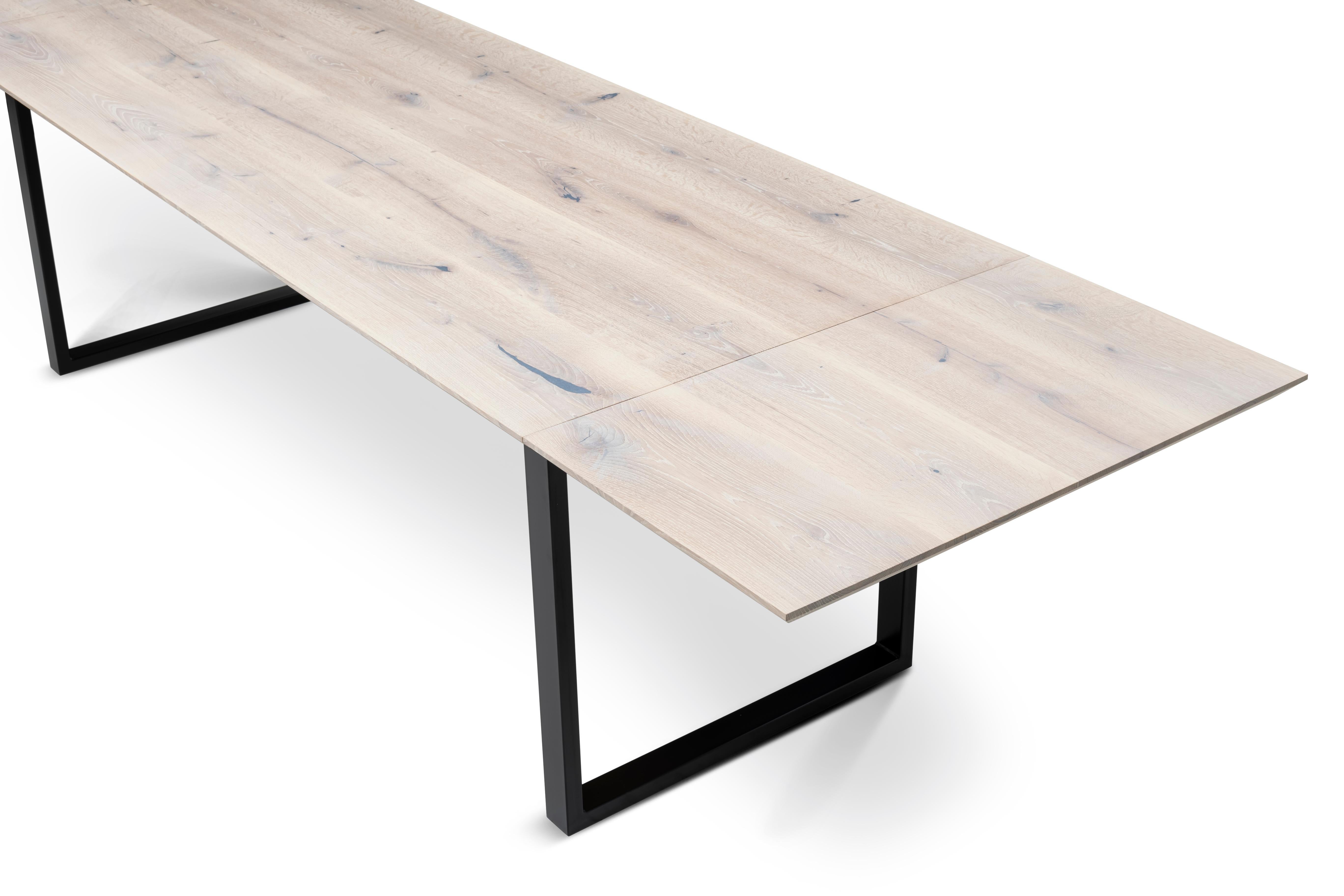Contemporary Plank Dining Table, Solid Oak, Cotton For Sale