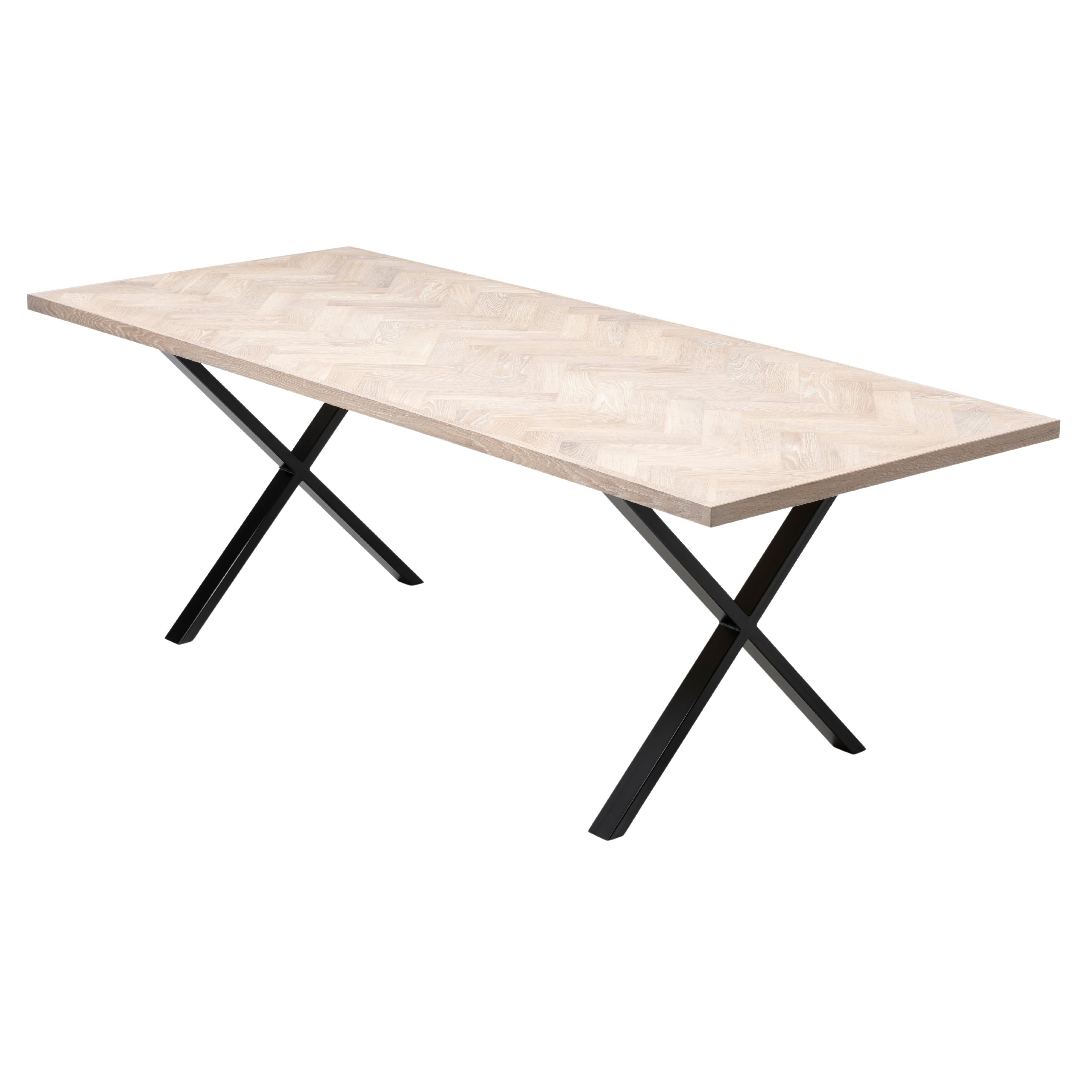 A French Dining Table with Herringbone Design For Sale at 1stDibs