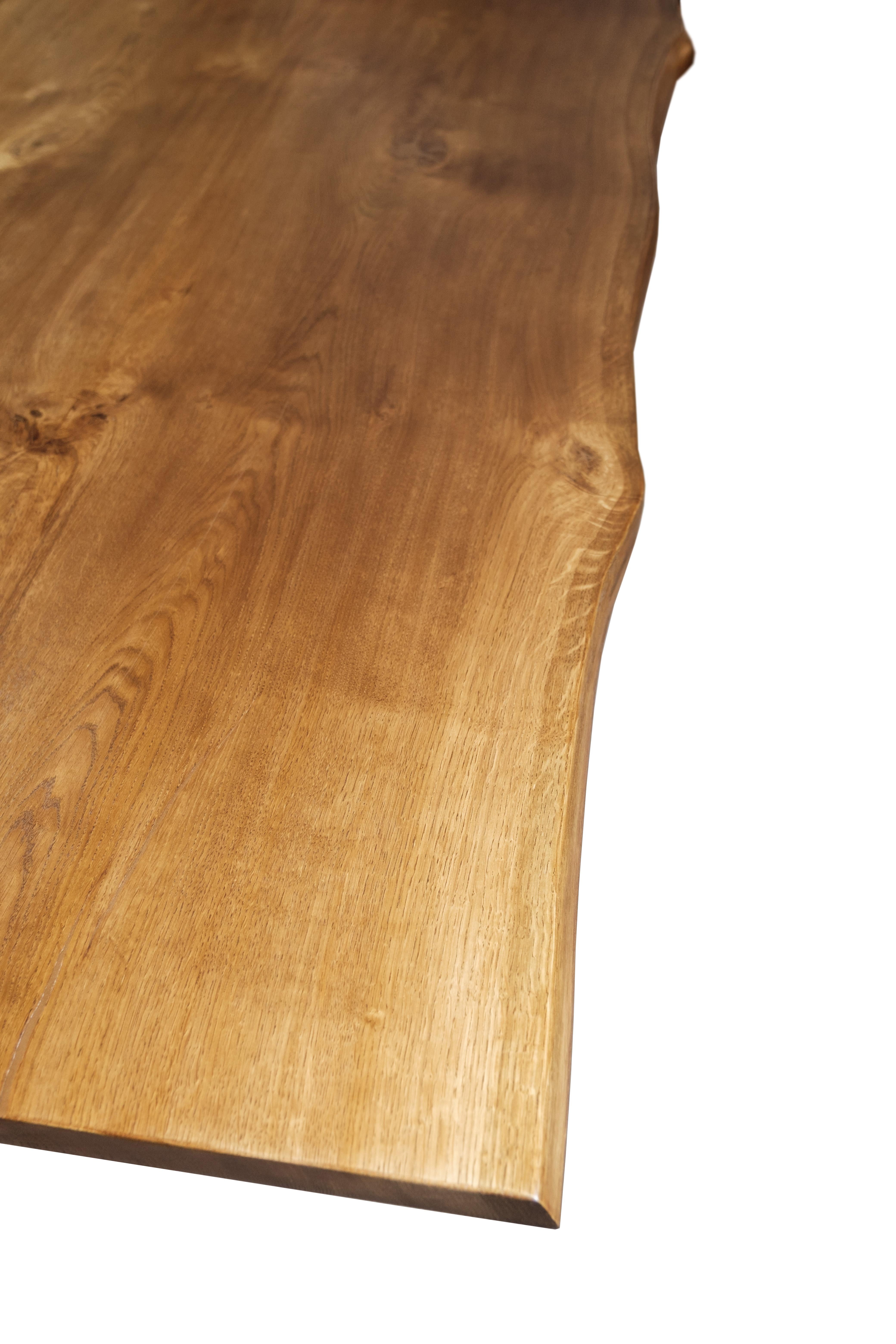 Danois Table Plank en Oak Oak avec un cadre en métal noir en vente