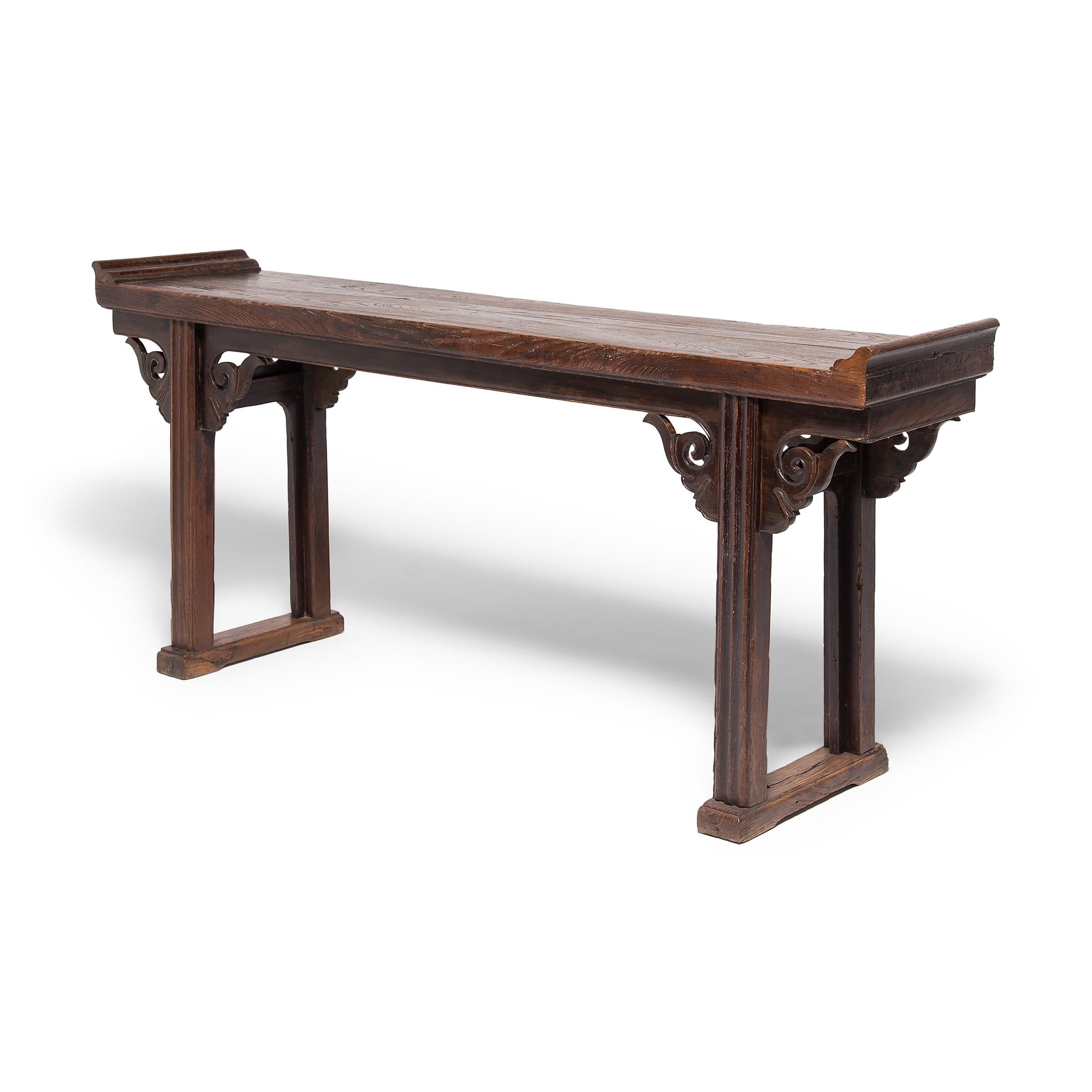 Qing Chinese Plank Top Console Table with Everted Ends, c. 1850