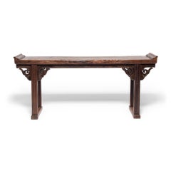 Chinesischer Konsolentisch mit Pflanzgefäßplatte und geflochtenen Enden, um 1850