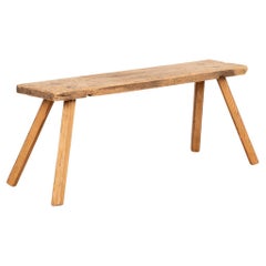 Plank Top Rustic Bench with Peg Splay Legs, circa 1890