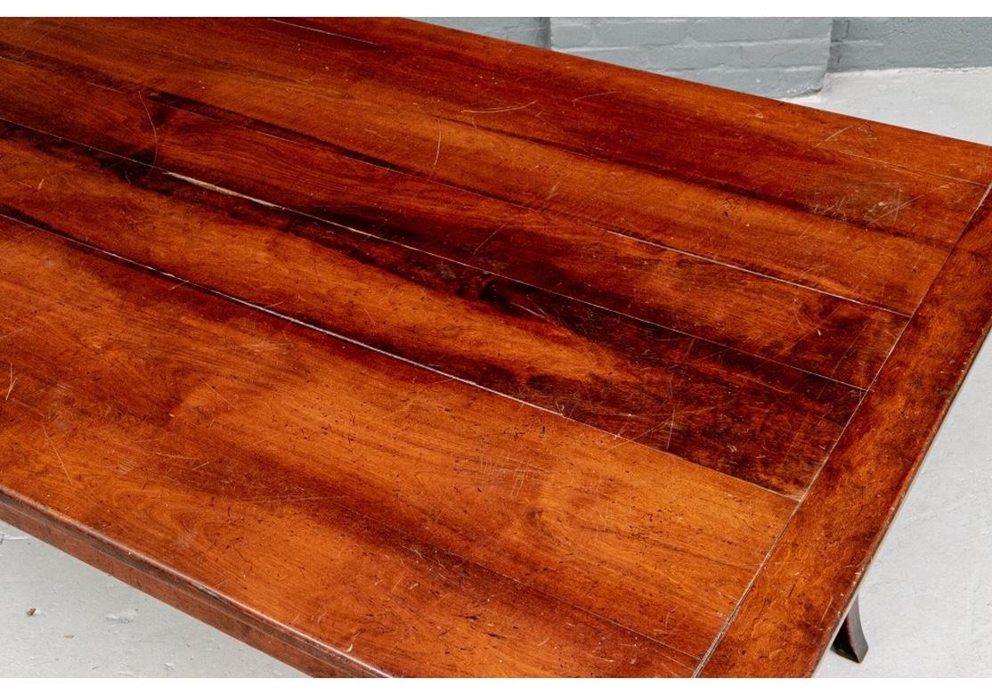 French Provincial Plank Top Solid Cherry French Country Style Farm Table For Sale