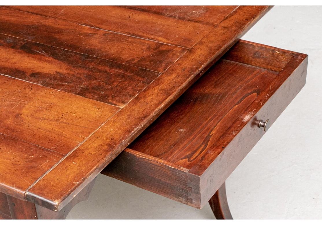 Plank Top Solid Cherry French Country Style Farm Table In Good Condition For Sale In Bridgeport, CT