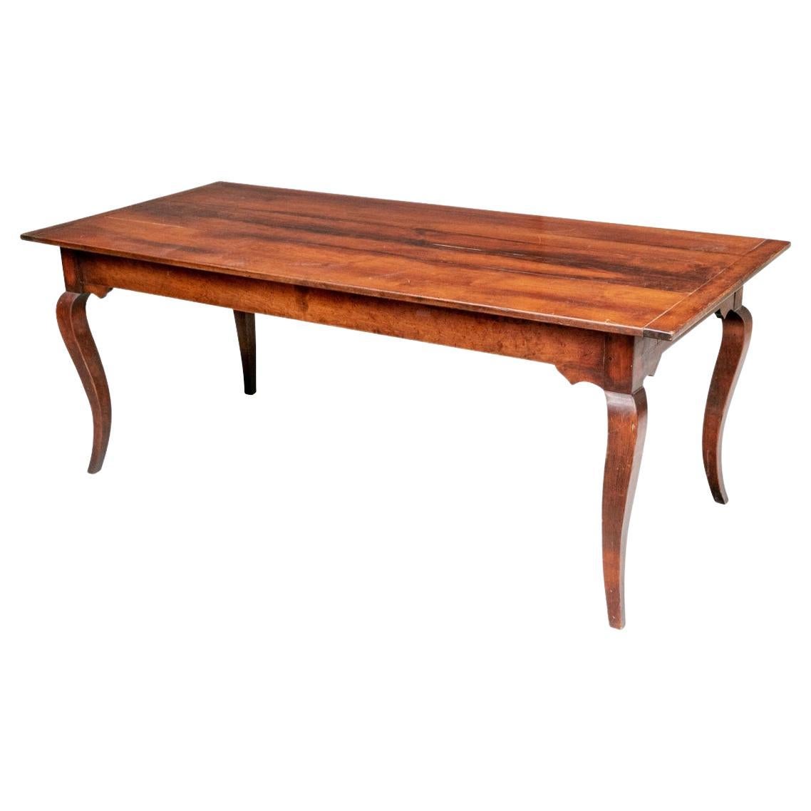 Plank Top Solid Cherry French Country Style Farm Table For Sale