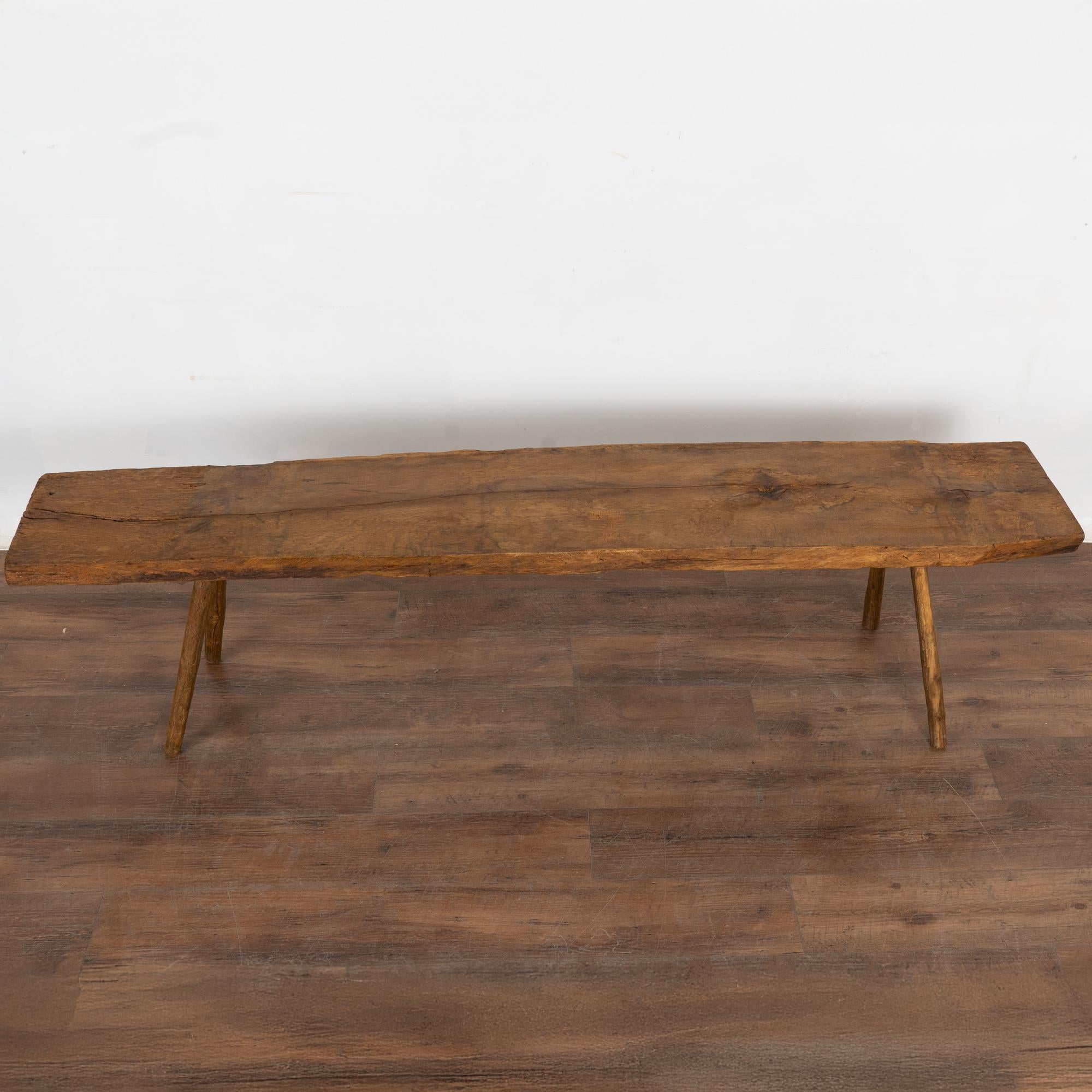 Hungarian Plank Top Splay Peg Leg Bench, from Hungary circa 1920 For Sale