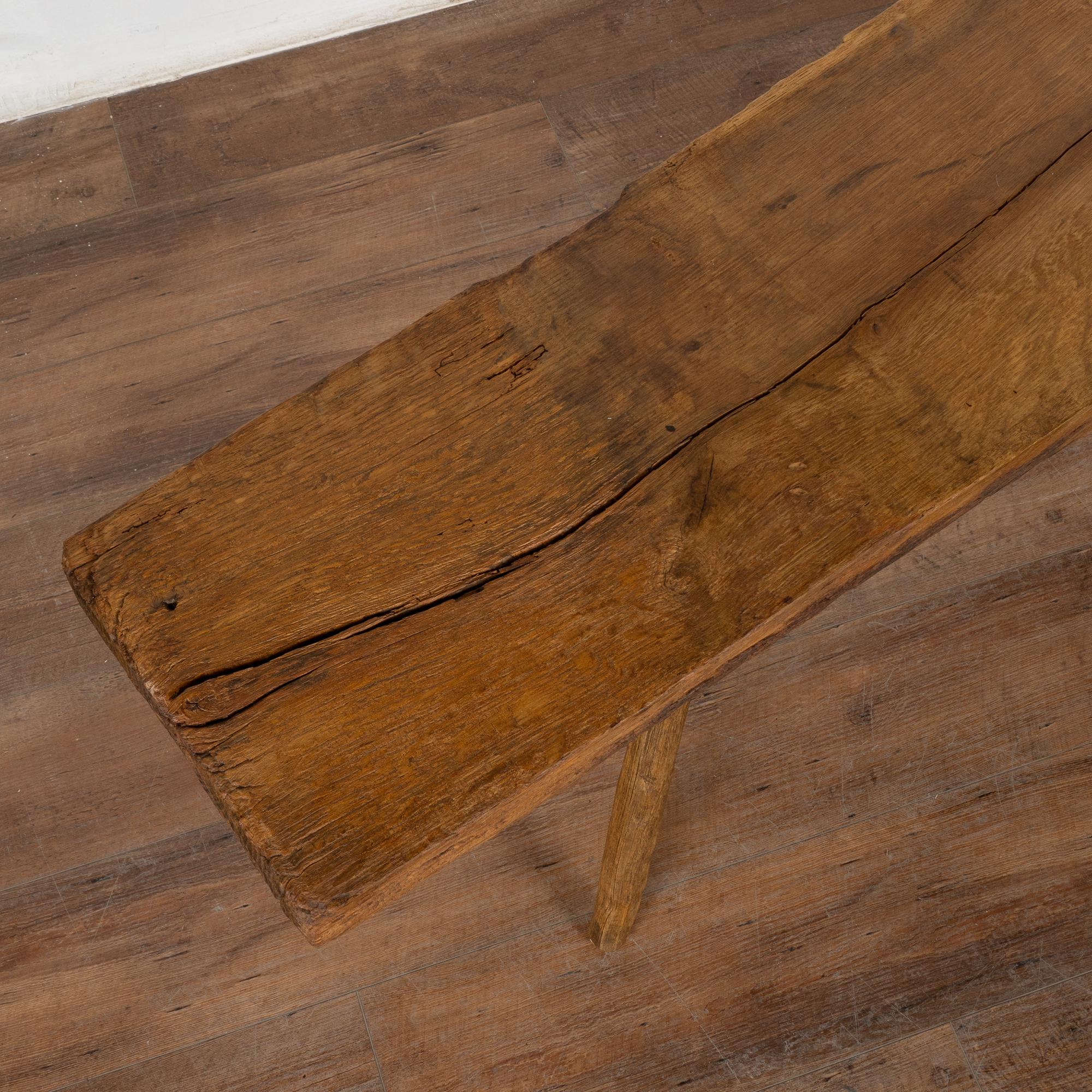 Plank Top Splay Peg Leg Bench, from Hungary circa 1920 In Good Condition For Sale In Round Top, TX