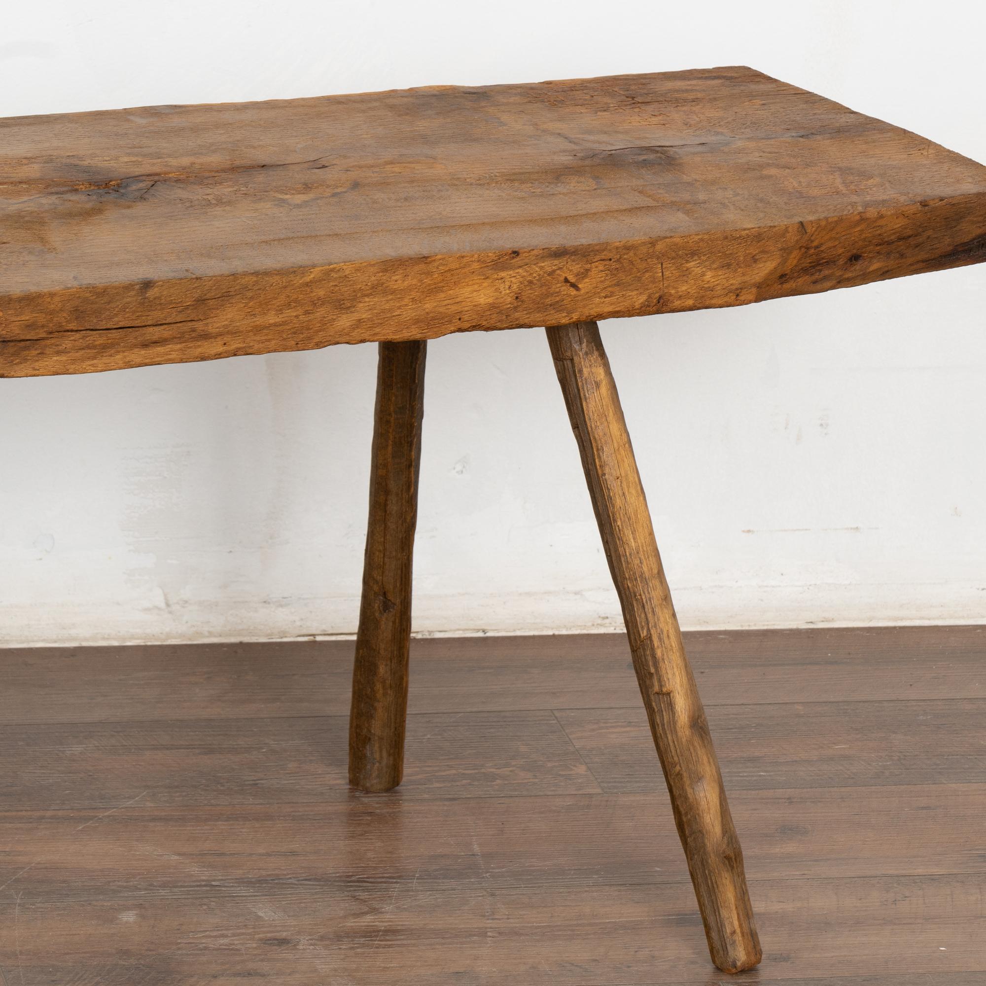 Plank Top Splay Peg Leg Bench, from Hungary circa 1920 For Sale 1