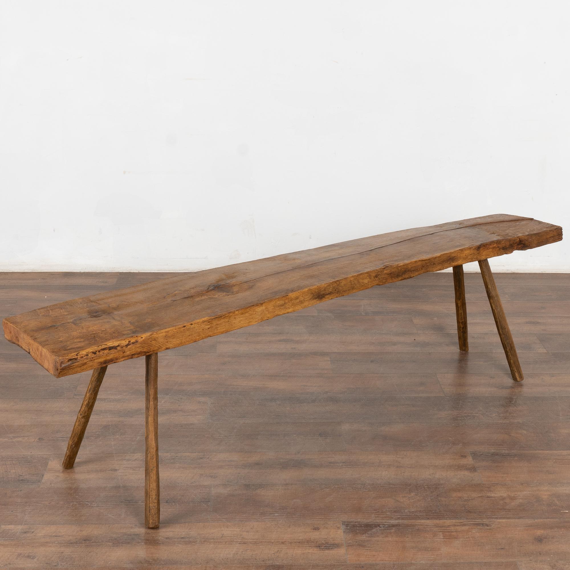 Plank Top Splay Peg Leg Bench, from Hungary circa 1920 For Sale 2