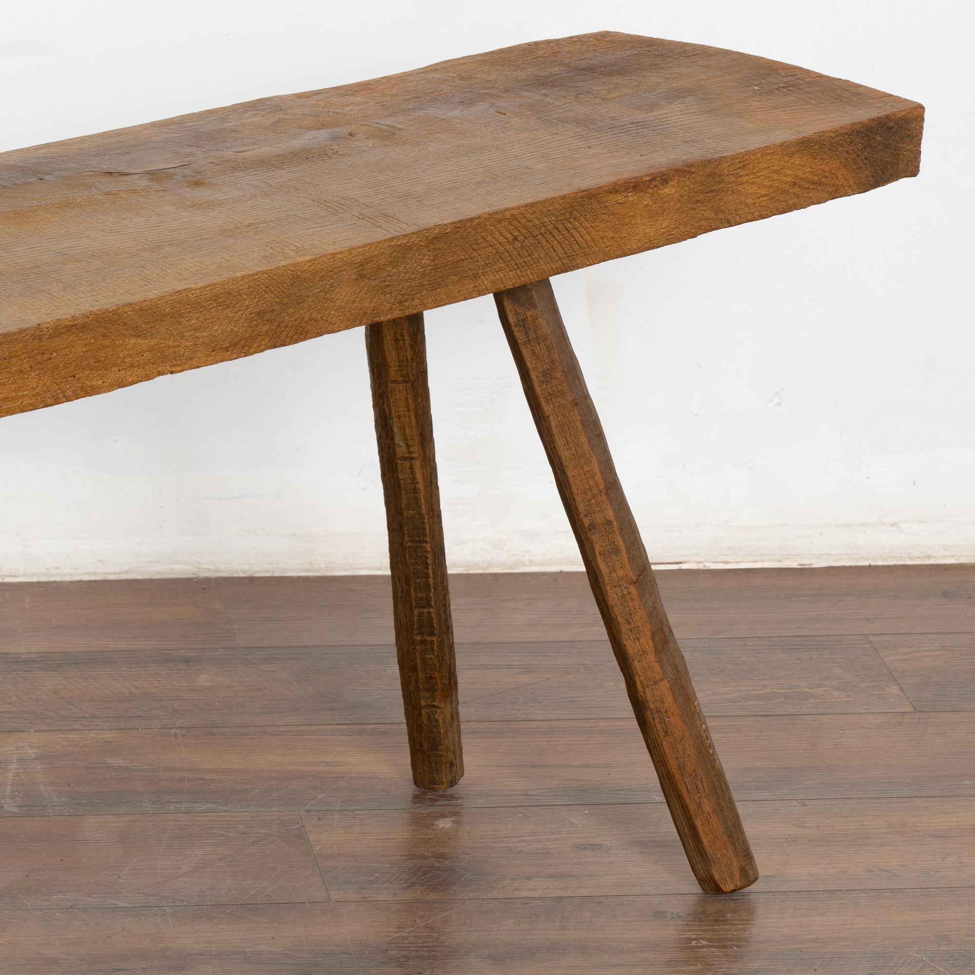 Hungarian Plank Top Splay Peg Leg Bench, Hungary circa 1920