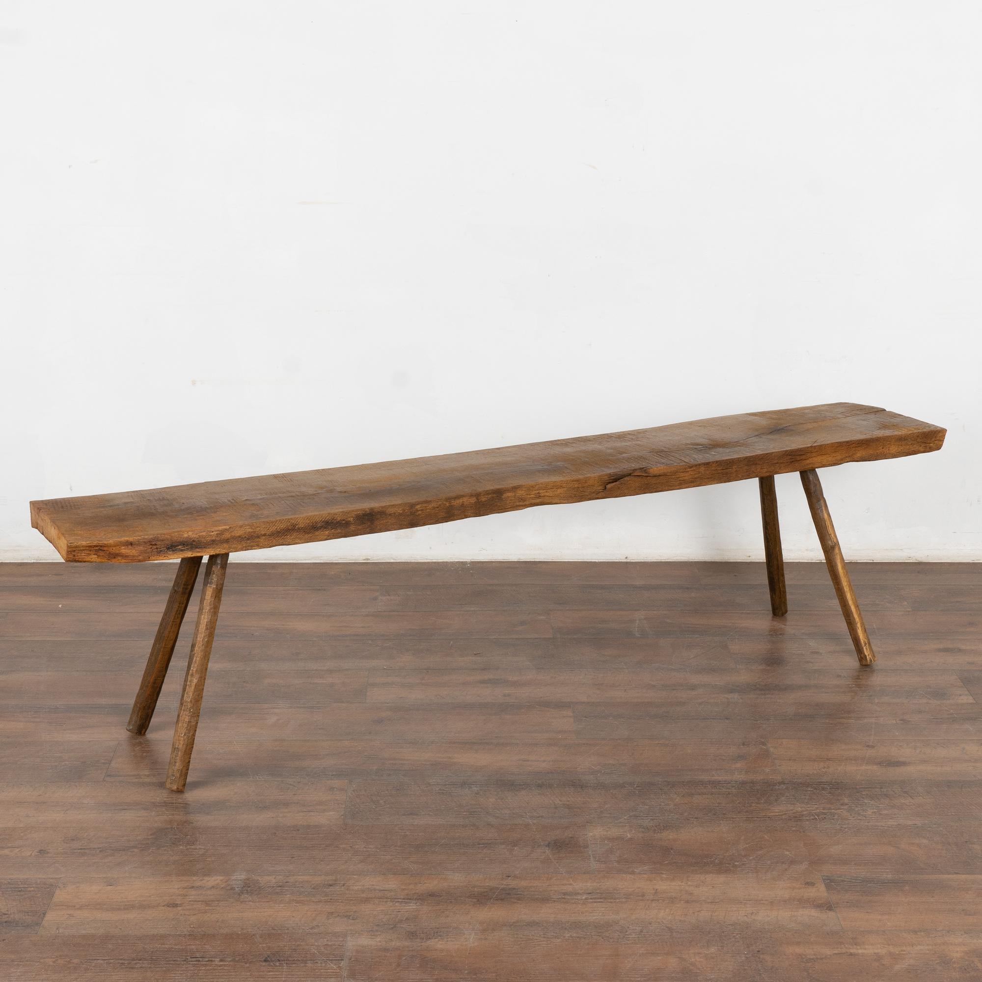 Plank Top Splay Peg Leg Bench, Hungary circa 1920 2