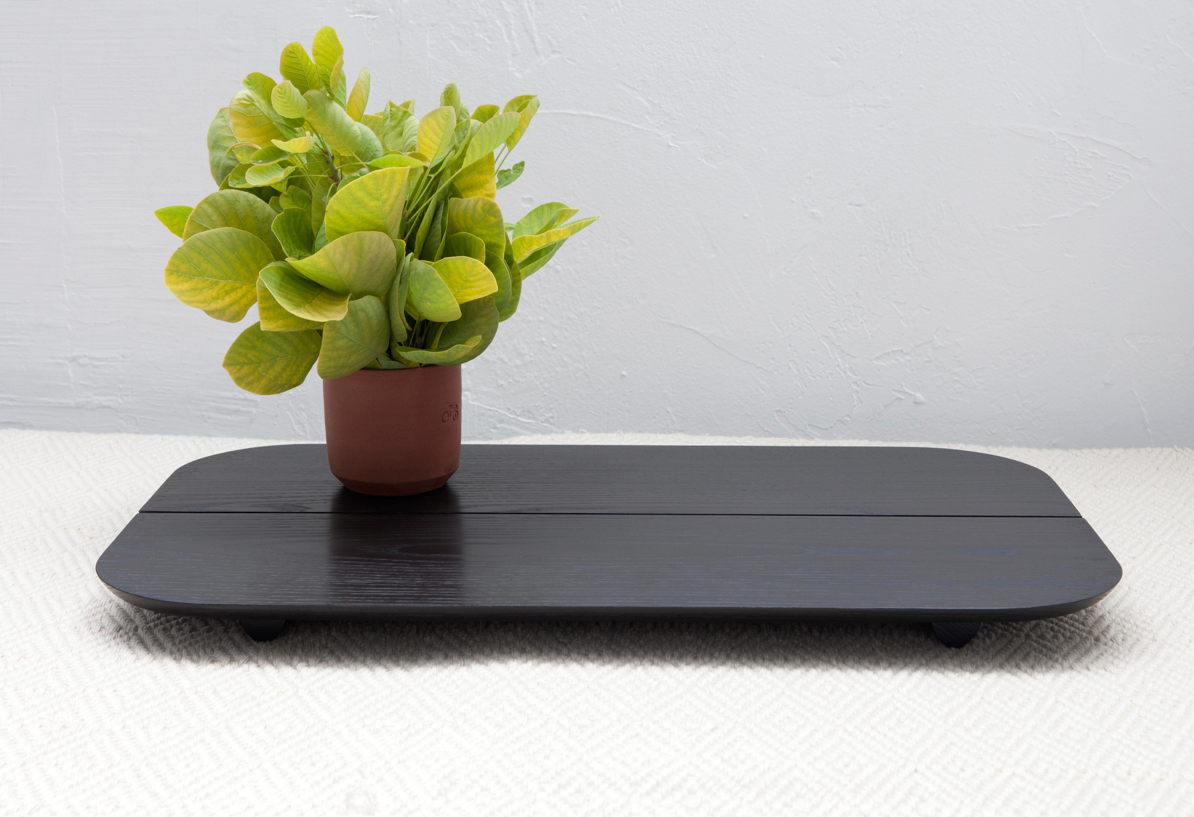 Plank Tray Black Minimal Modern Ash Serving Pedestal Display Object In New Condition For Sale In Bainbridge Island, WA