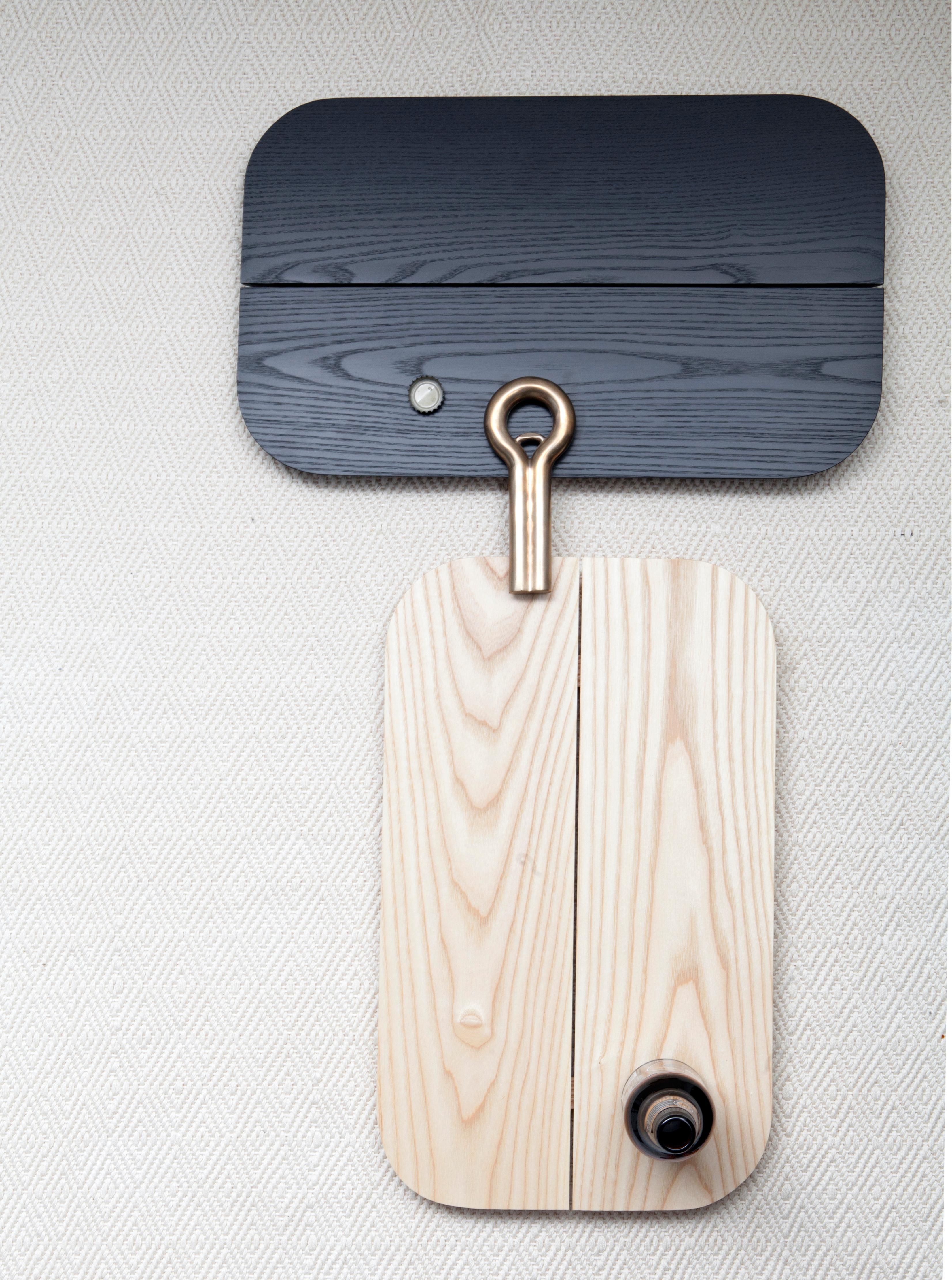 Plank Tray Black Minimal Modern Ash Serving Pedestal Display Object For Sale 2