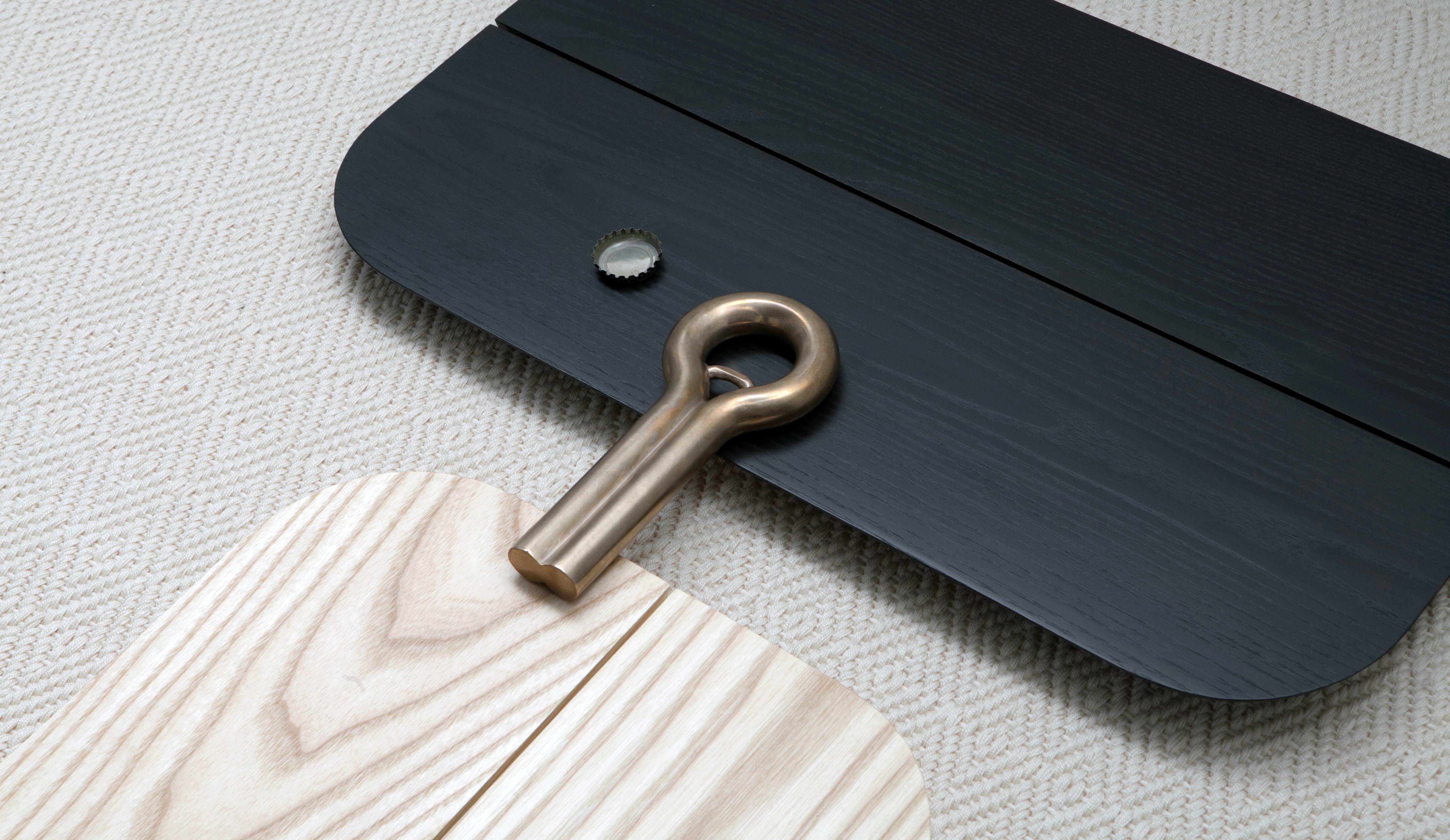 Plank Tray Black Minimal Modern Ash Serving Pedestal Display Object For Sale 3