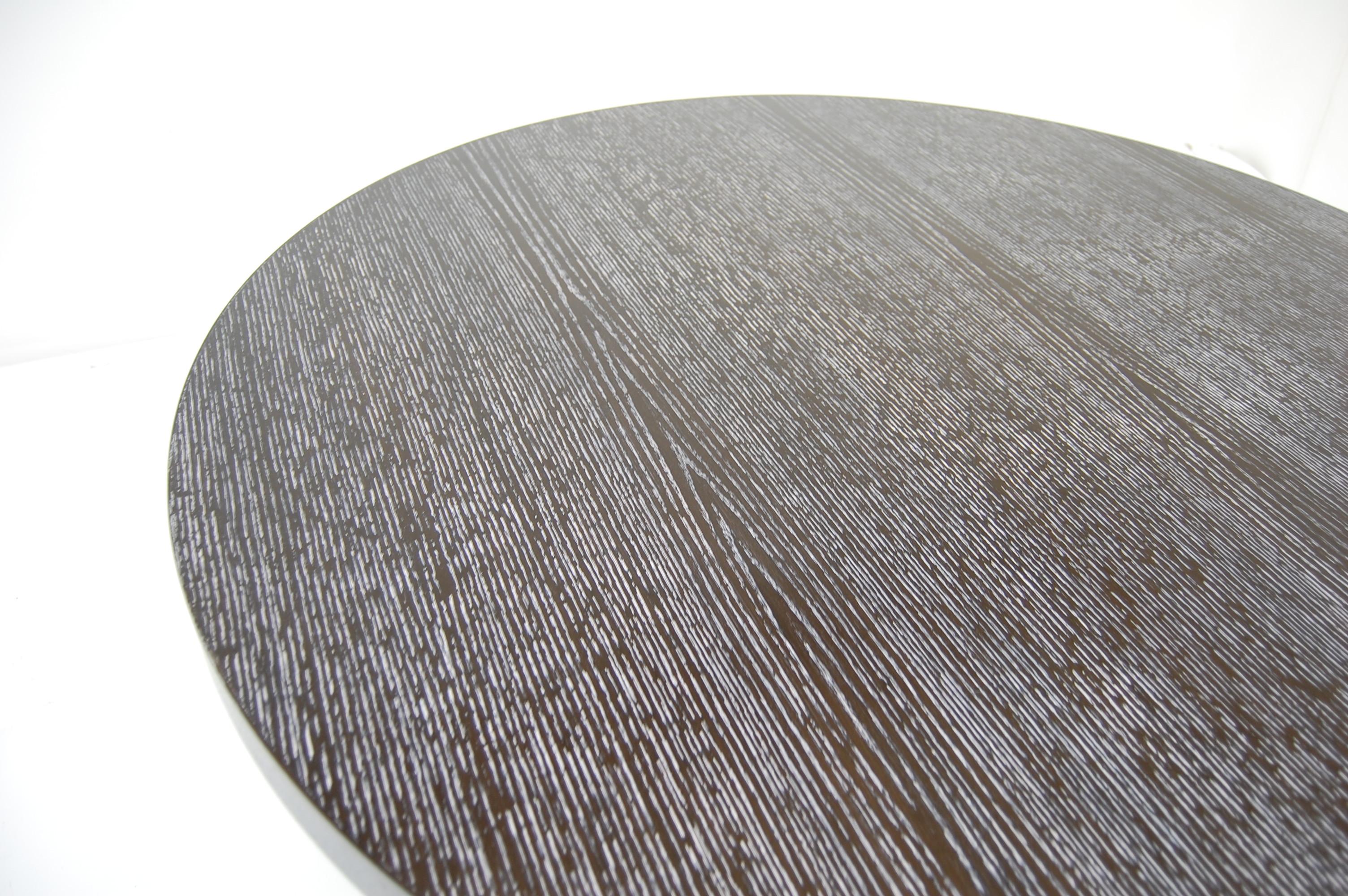 Other Plank Wood Table Round Top and Base For Sale