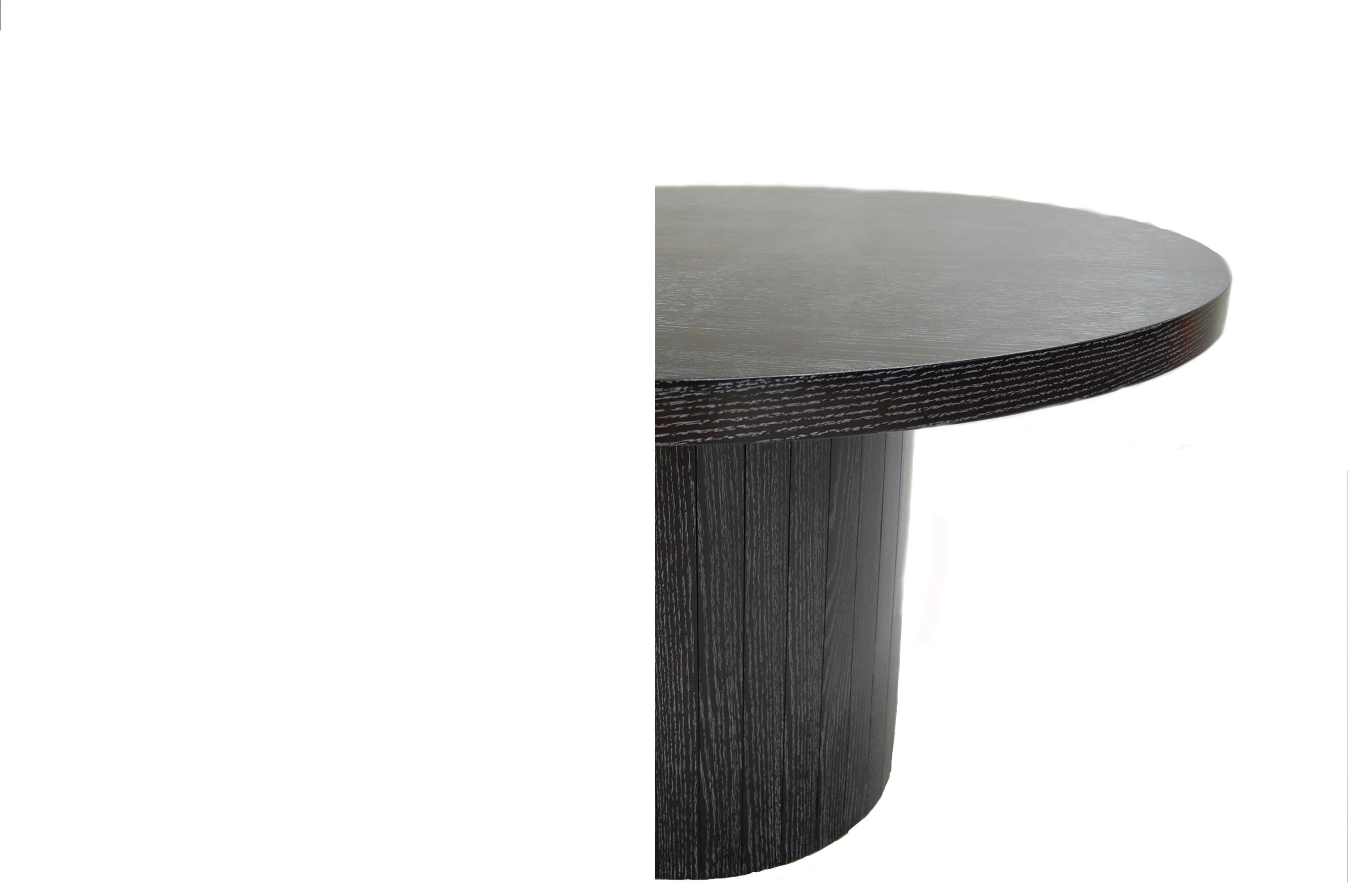 American Plank Wood Table Round Top and Base For Sale