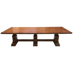 Planked Trestle Table with 2 Leaf Extensions