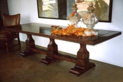 Planked Trestle Table with 2 Leaf Extensions