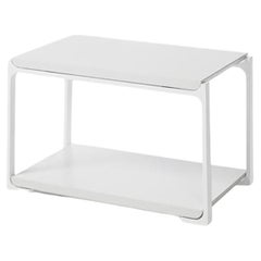 Plankton Rectangular Side Table, Pure White Stone Top, Pearl Frame