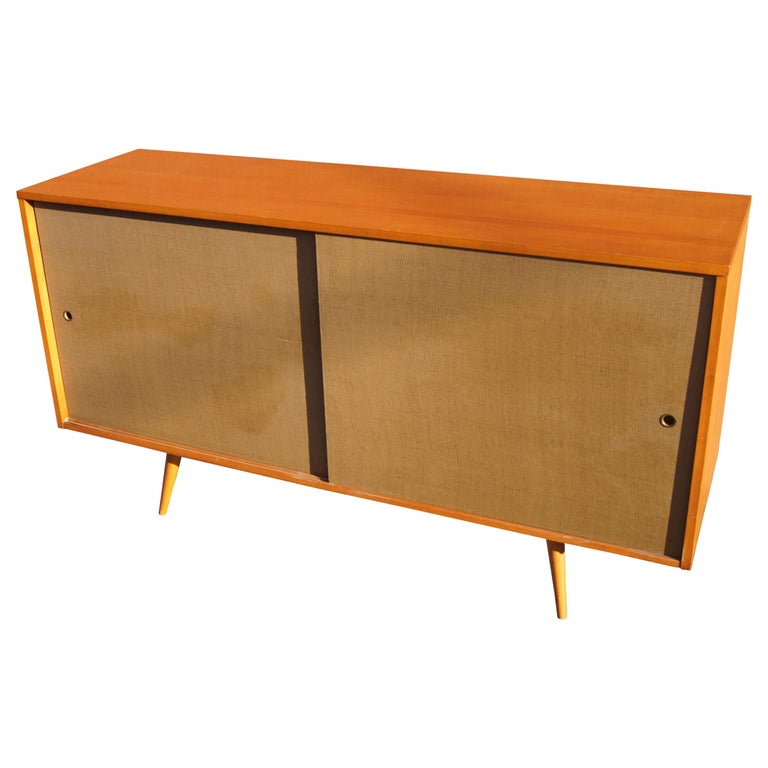 Planner Group Buffet with Grasscloth Sliding Doors by Paul McCobb for