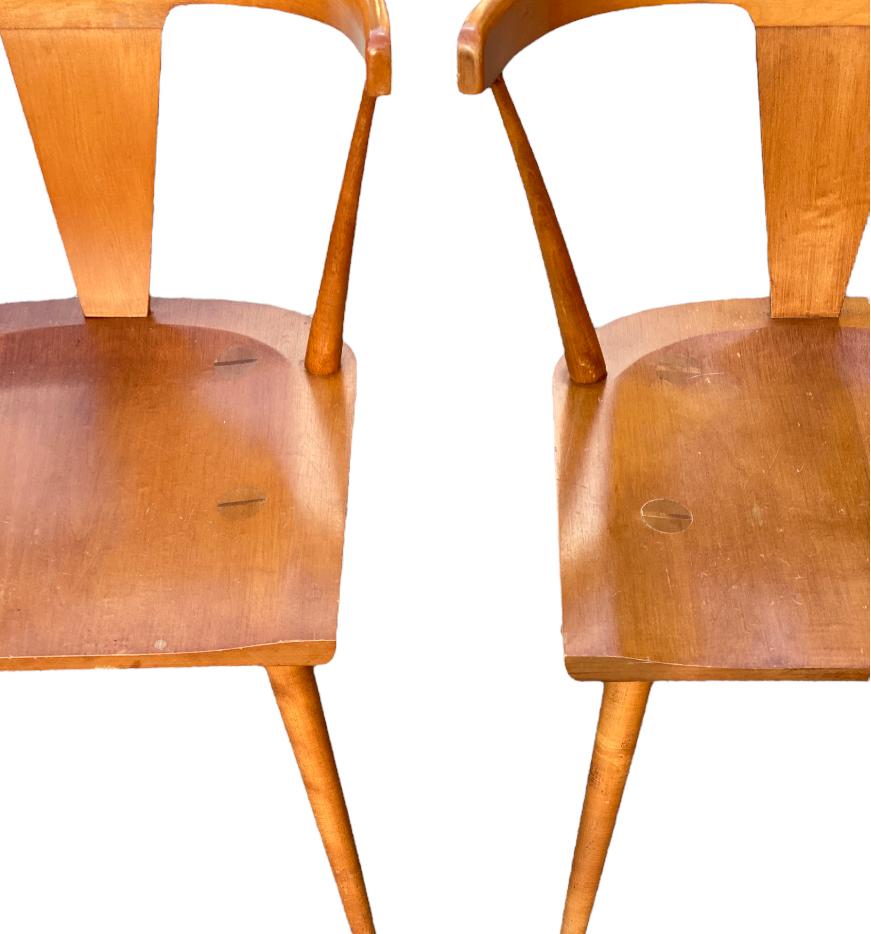 20th Century Planner Group Model 1530 T-Back Dining Chairs in Maple by Paul McCobb