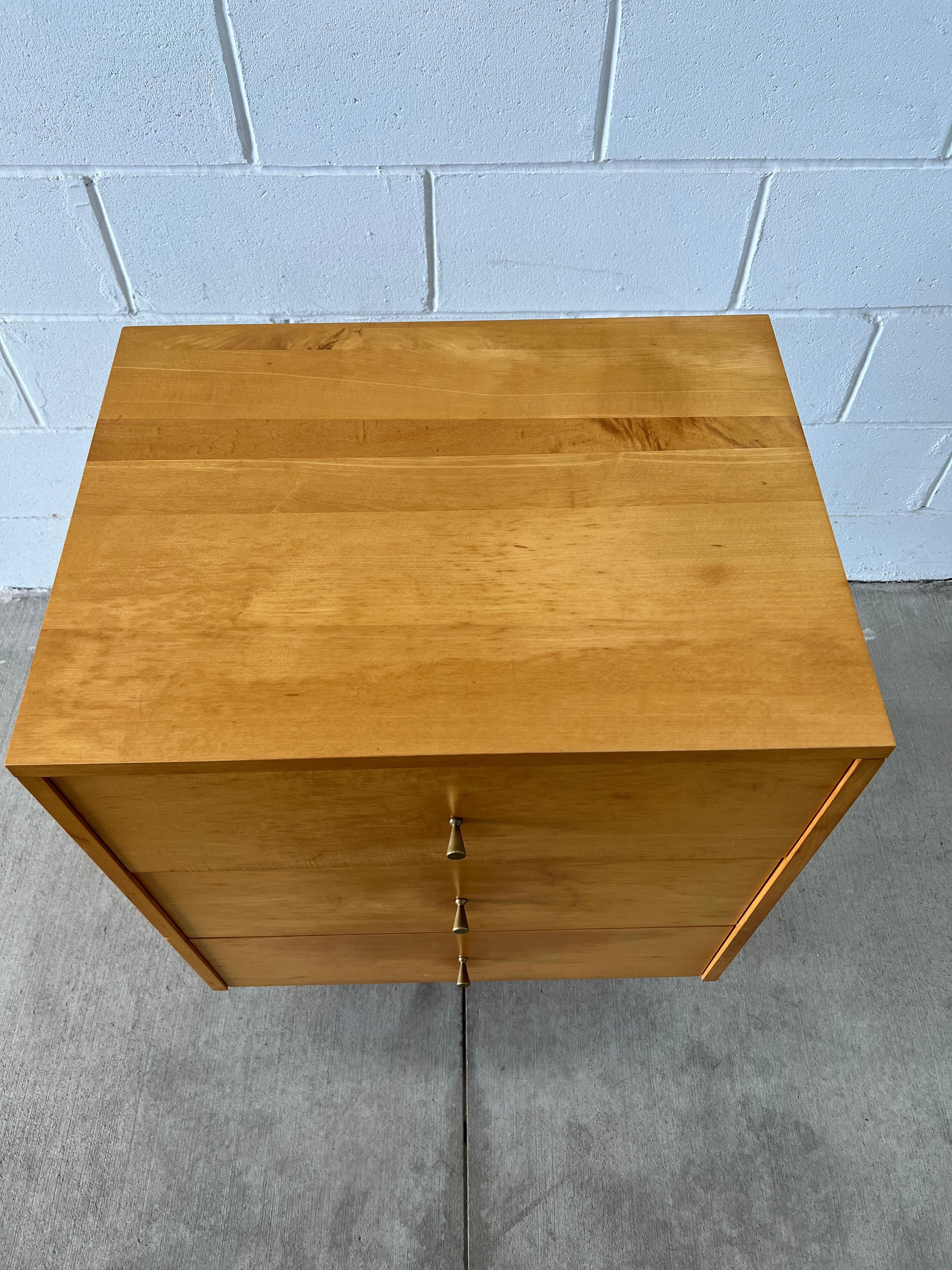 Brass Planner Group Three-Drawer Nightstand by Paul McCobb for Winchendon