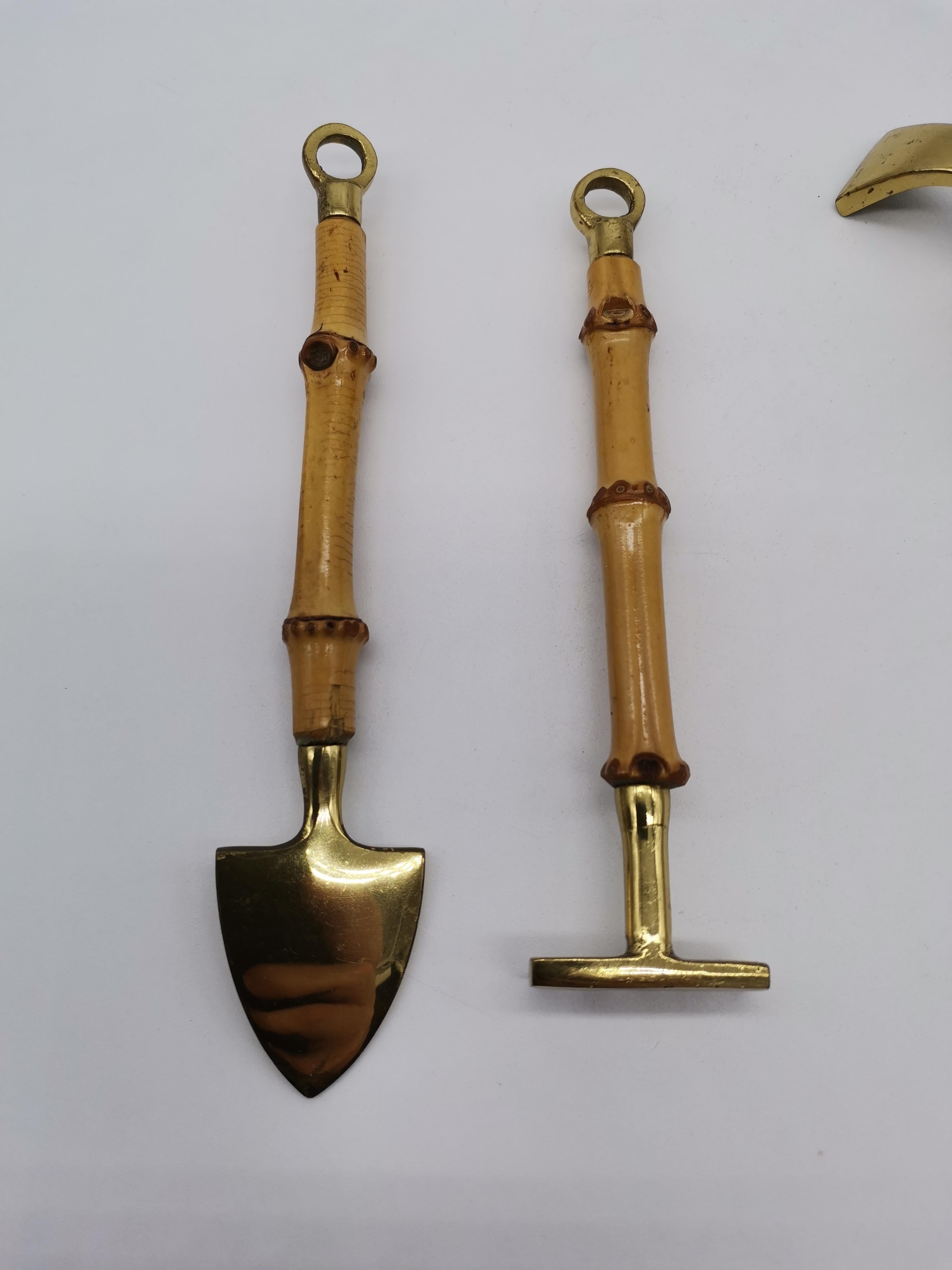 Plant Accessories, Brass and Bamboo, Hagenauer era In Good Condition For Sale In Vienna, AT