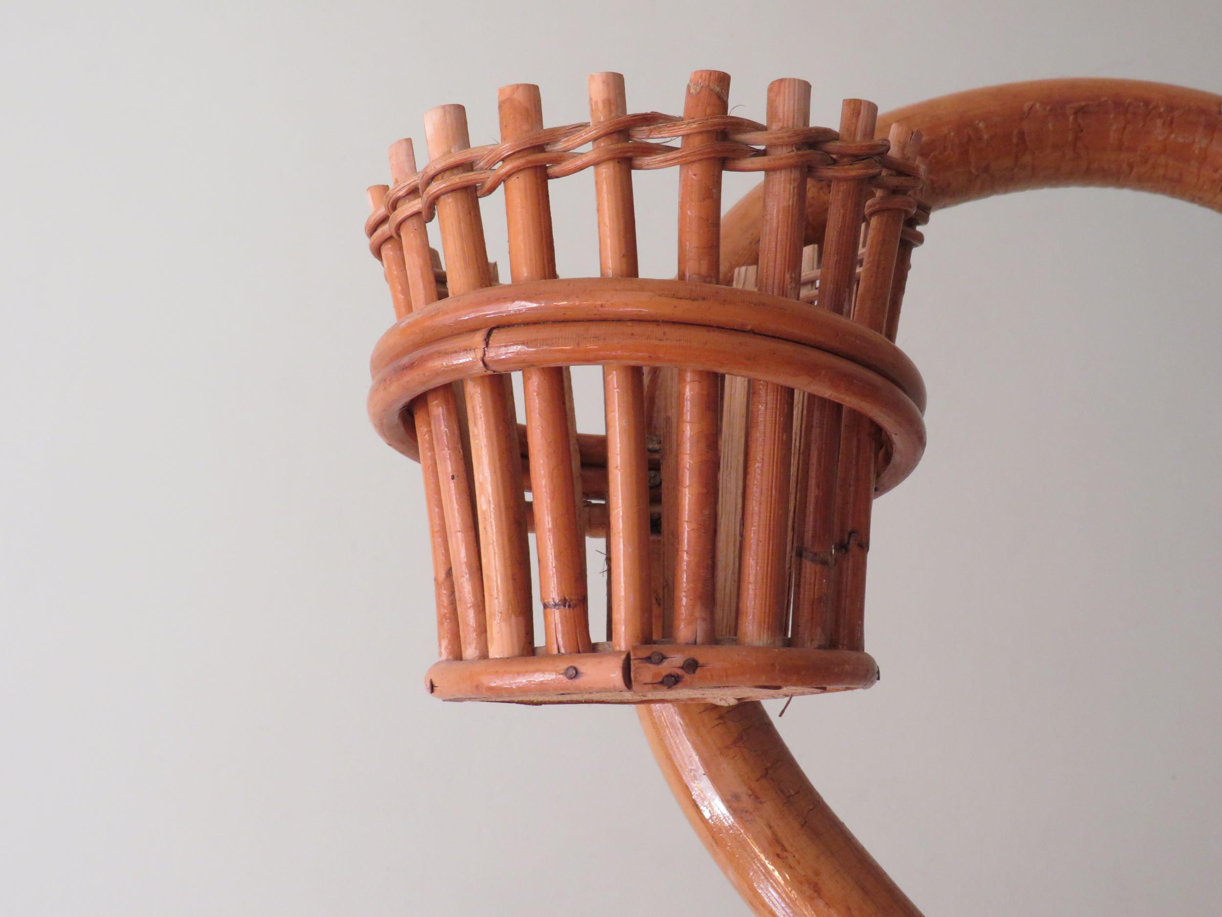 Plant holder, flowerstand in rattan and bamboo, Italy 1960 For Sale 1