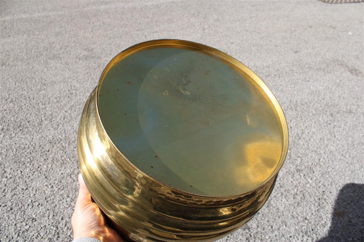 Late 20th Century Plant Holder in Solid Brass Circular Italian Design 1970s Planter Cachepot For Sale