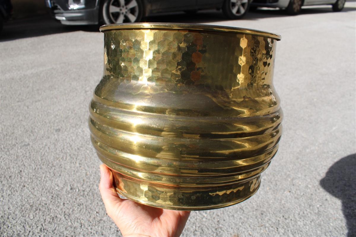 Plant Holder in Solid Brass Circular Italian Design 1970s Planter Cachepot For Sale 1