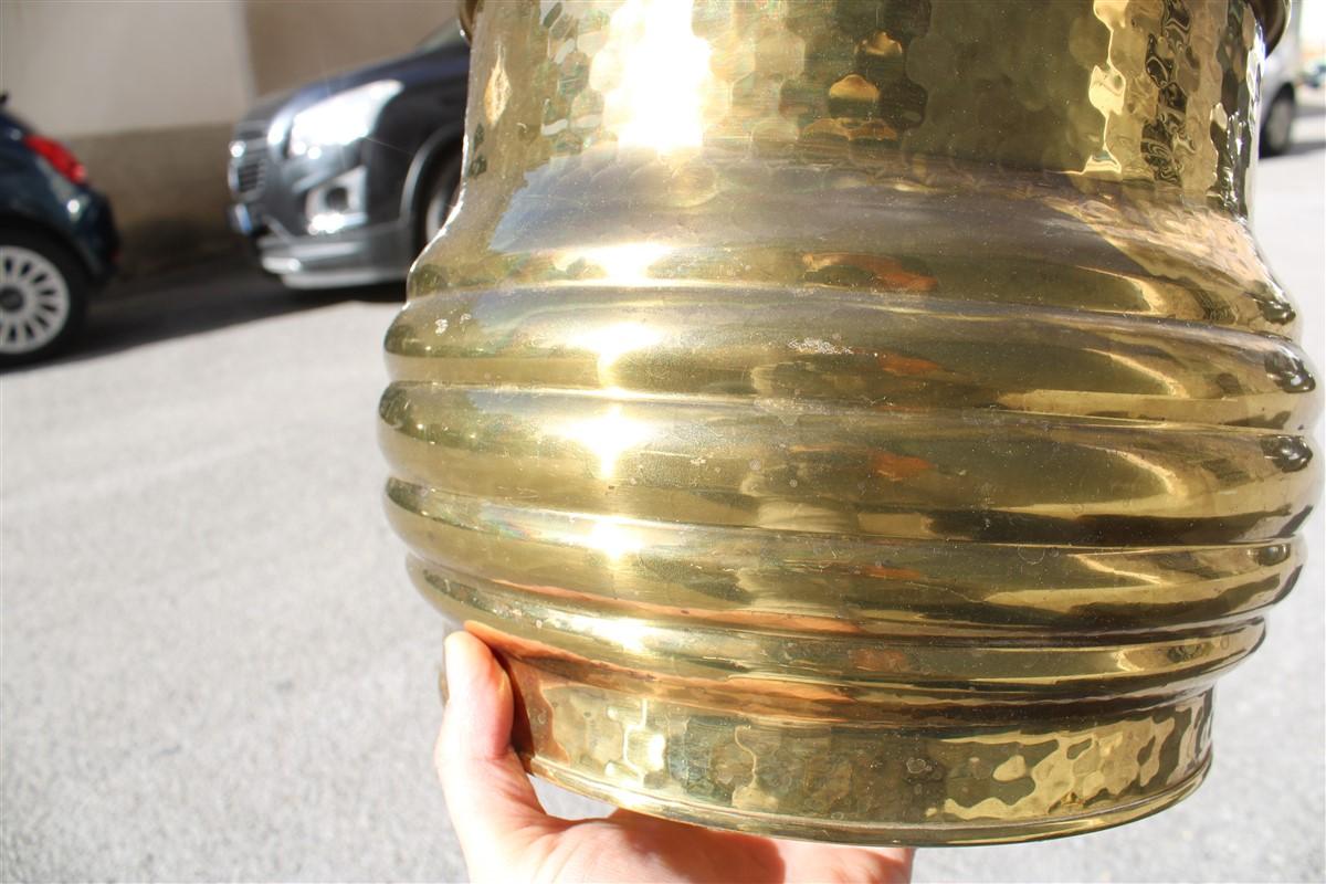 Plant Holder in Solid Brass Circular Italian Design 1970s Planter Cachepot For Sale 2