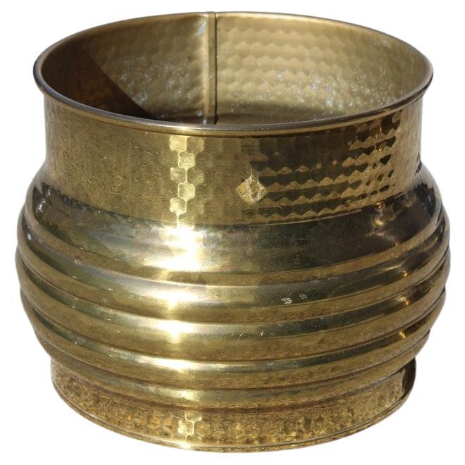 Plant Holder in Solid Brass Circular Italian Design 1970s Planter Cachepot For Sale