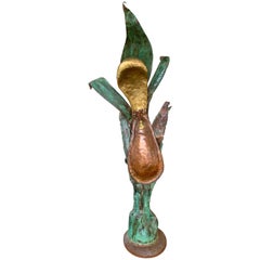 Blumen-Pflanzgefäßlampe aus lackiertem Metall und Messing, Frankreich, 1970er Jahre