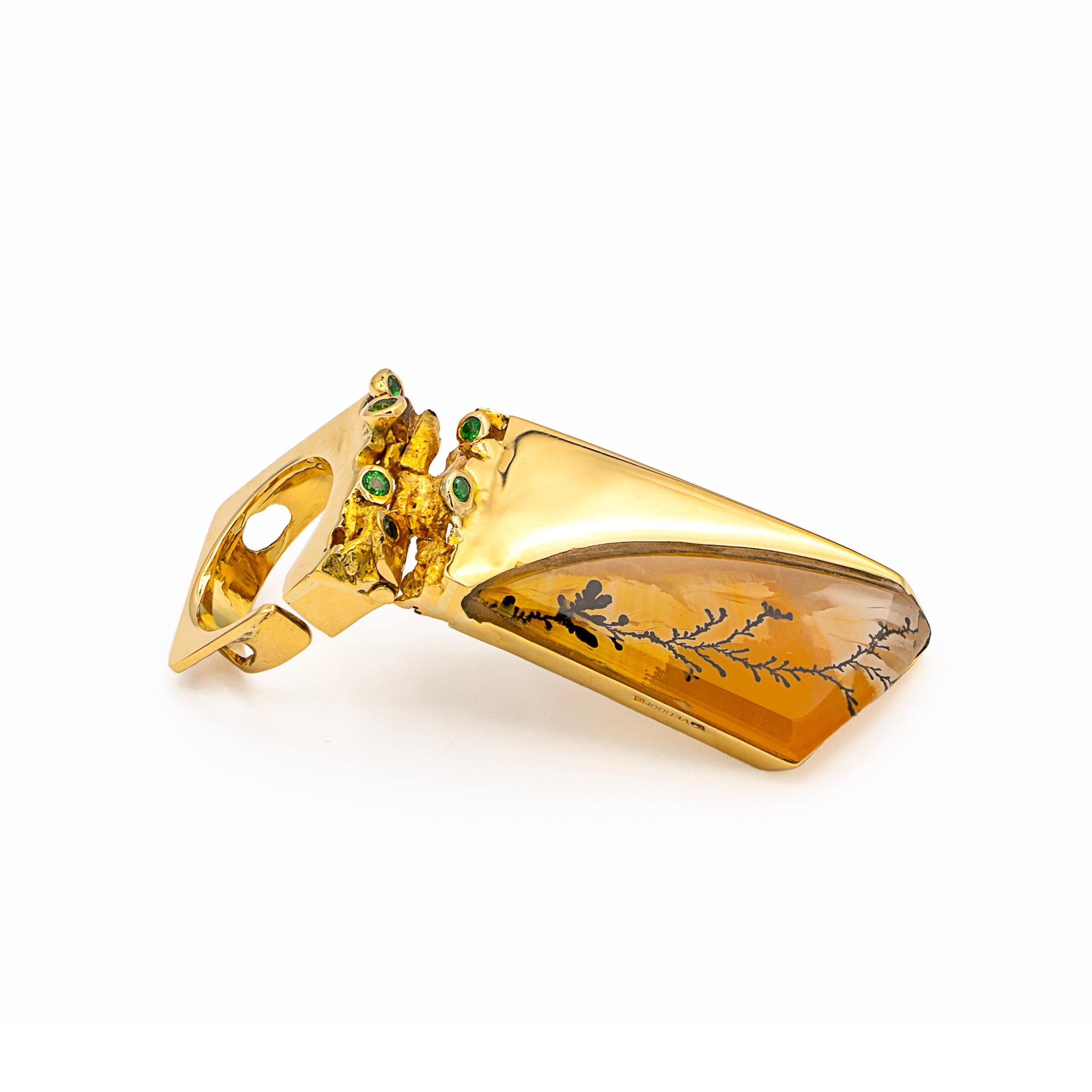 Contemporary Thierry Vendome Plant Ring and Pendant For Sale