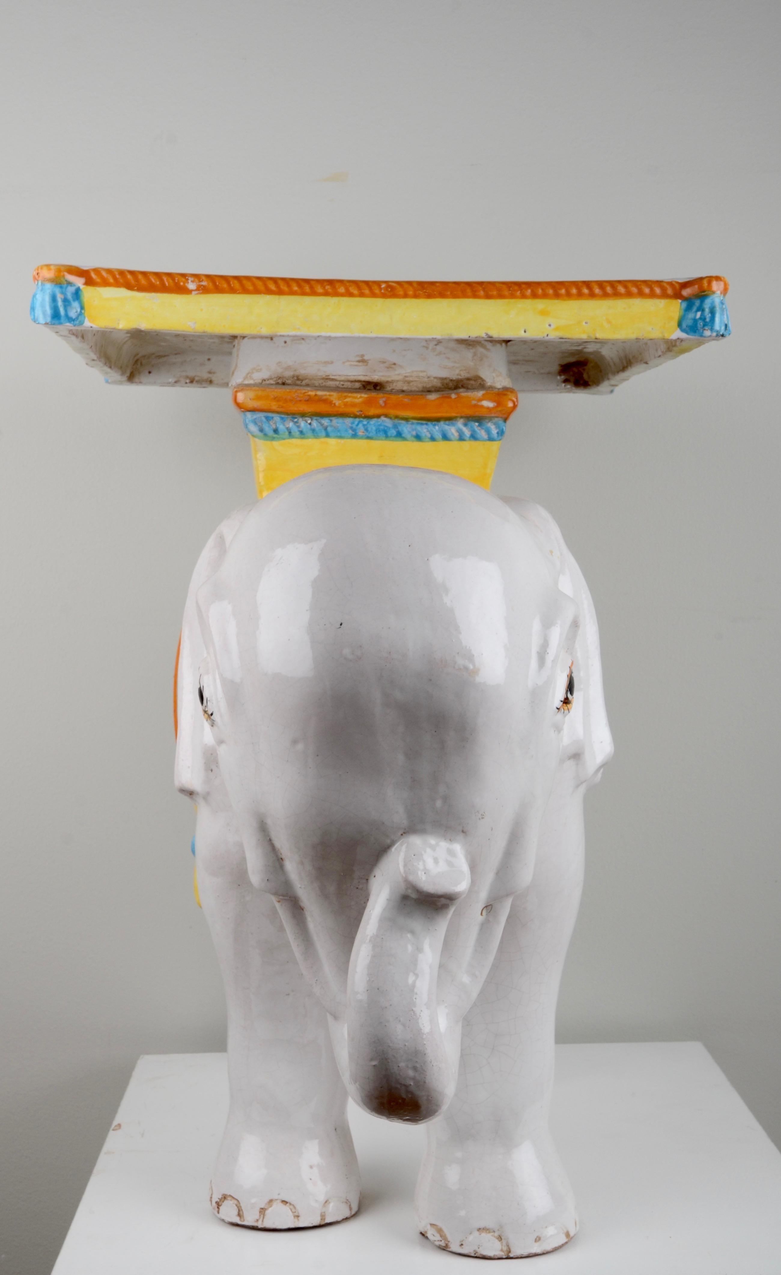 Faience plant stand in form of a elephant, 20th century.