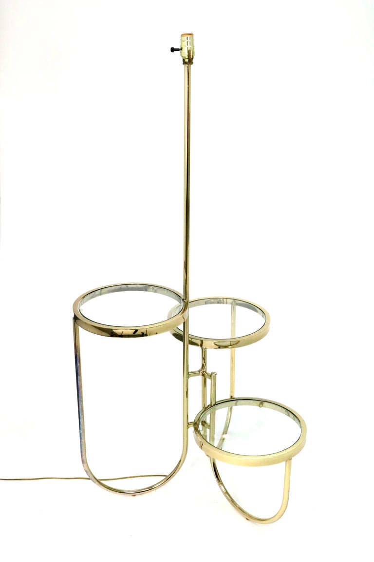 Plant Stand Floor Lamp in Gold Chrome For Sale at 1stDibs