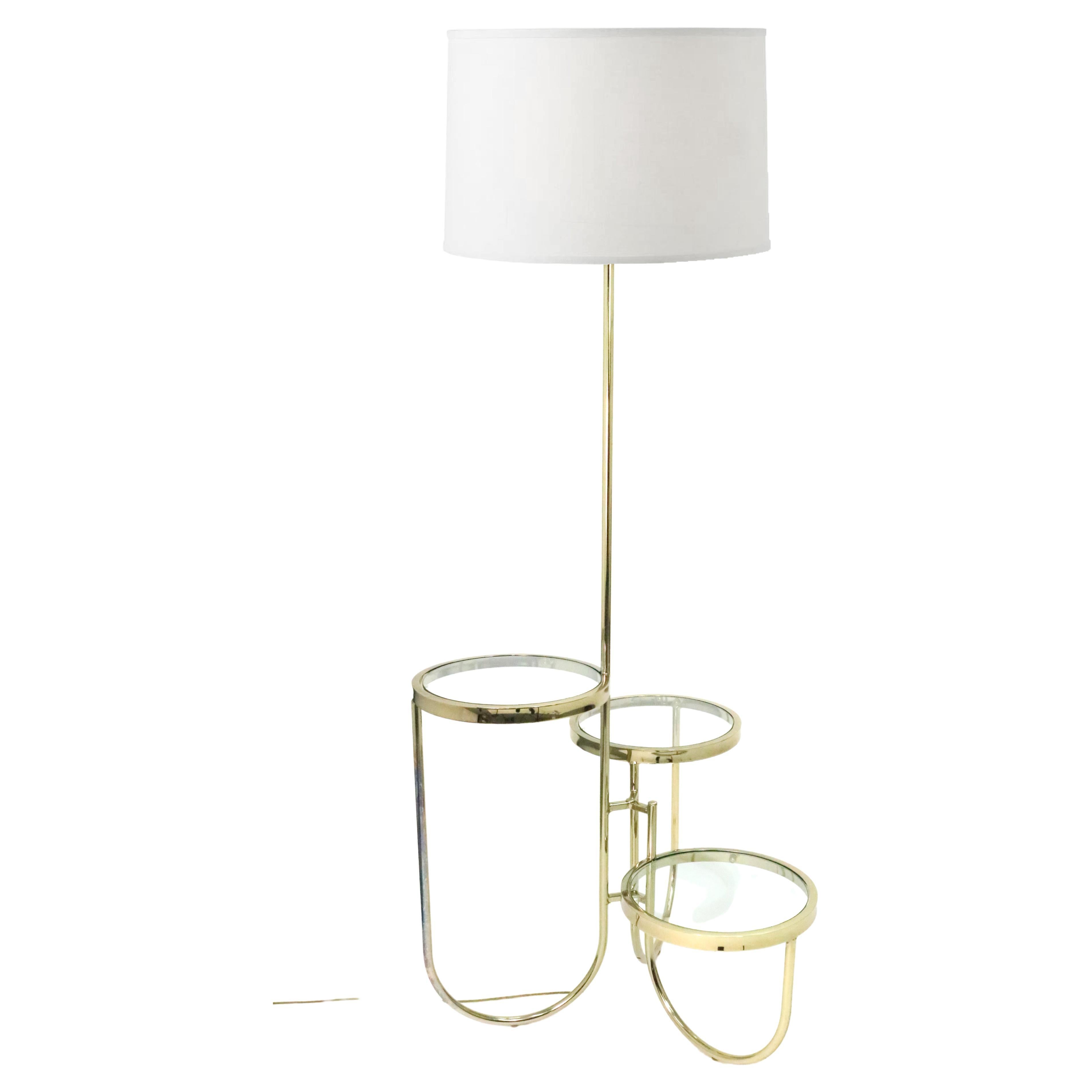 Plant Stand Floor Lamp in Gold Chrome