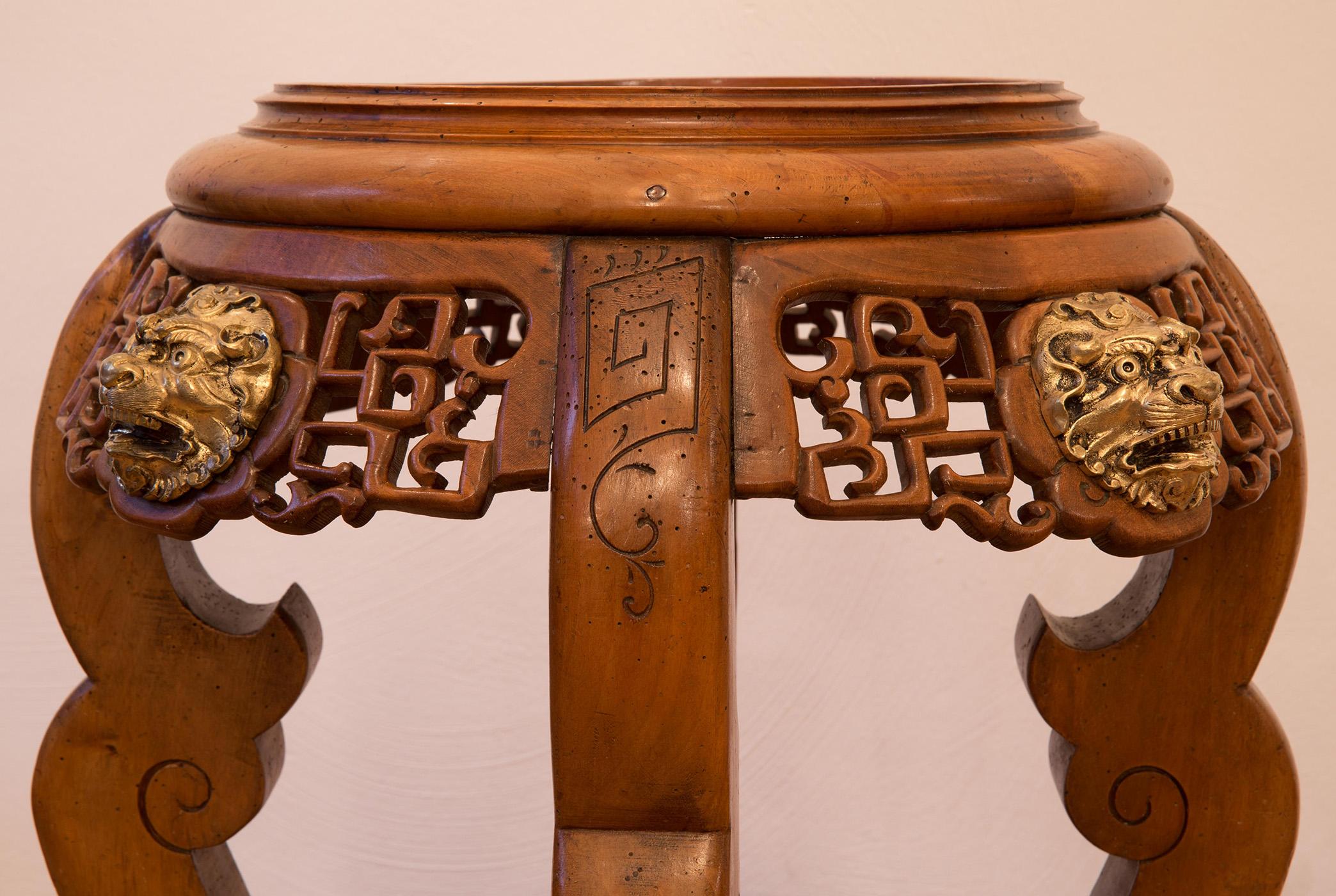 Stand Table d'appoint pour plantes The Claw Bronzes Dragon Chinoiserie Baroque Acajou en vente 2