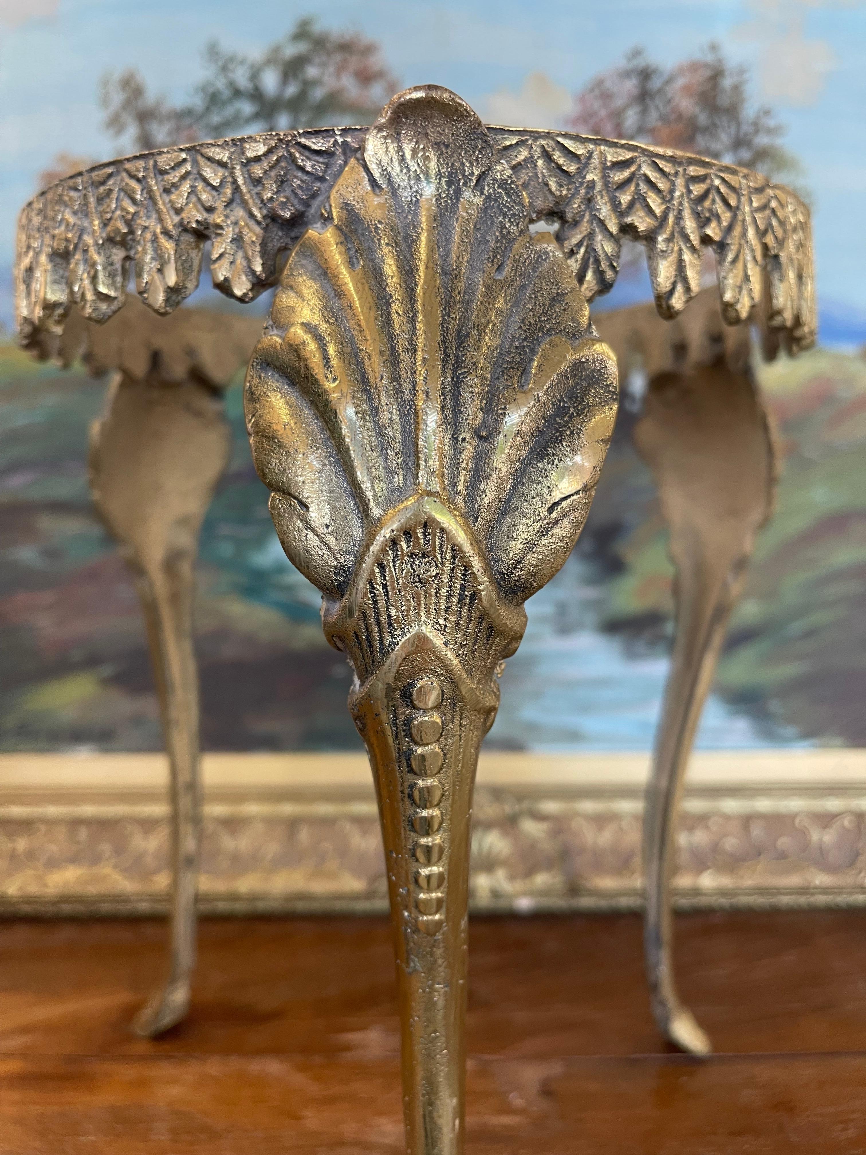 Mid-Century Modern Plant Stand with Ornate Leaf and Shell Motifs For Sale