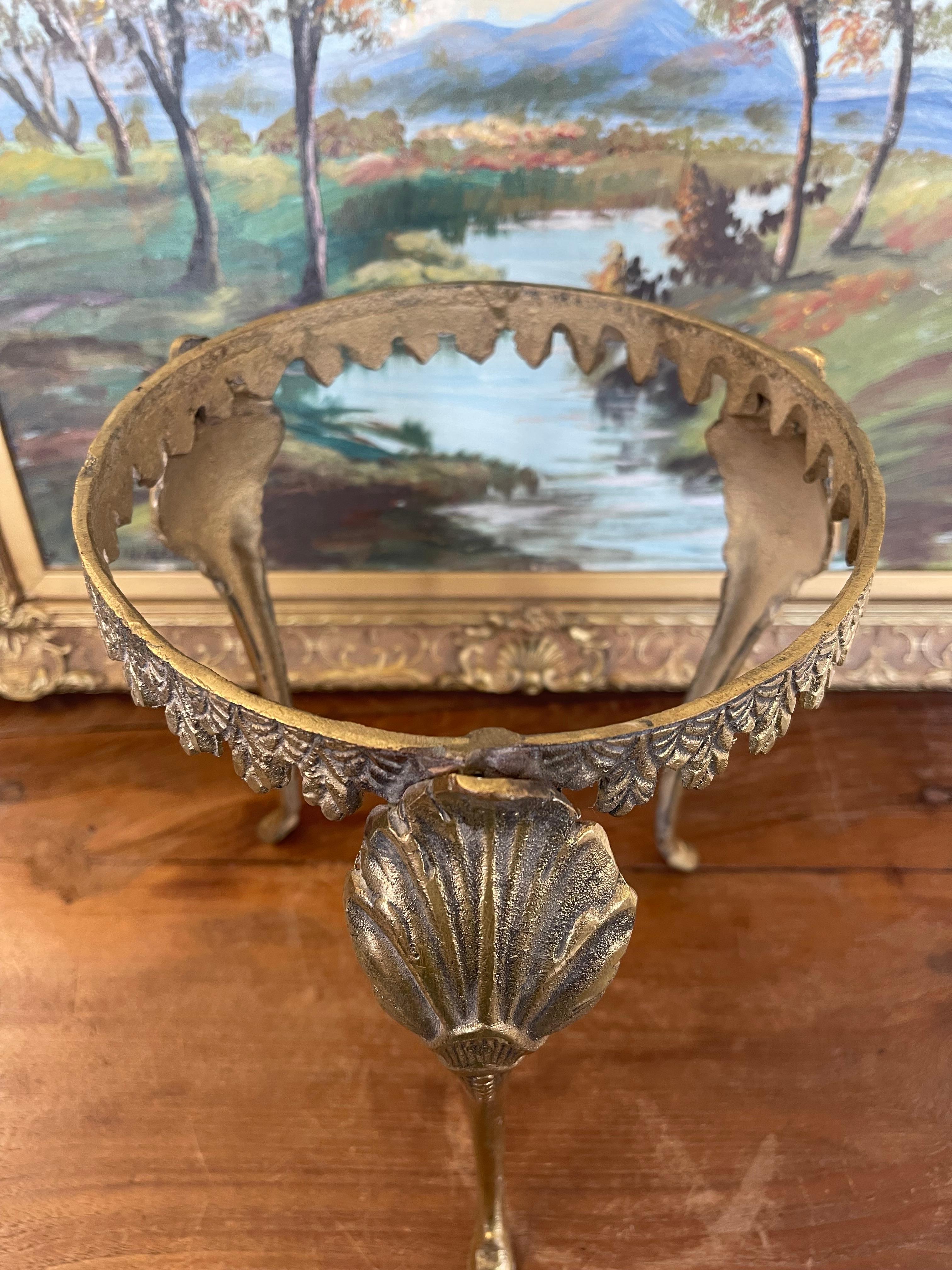 Metal Plant Stand with Ornate Leaf and Shell Motifs For Sale