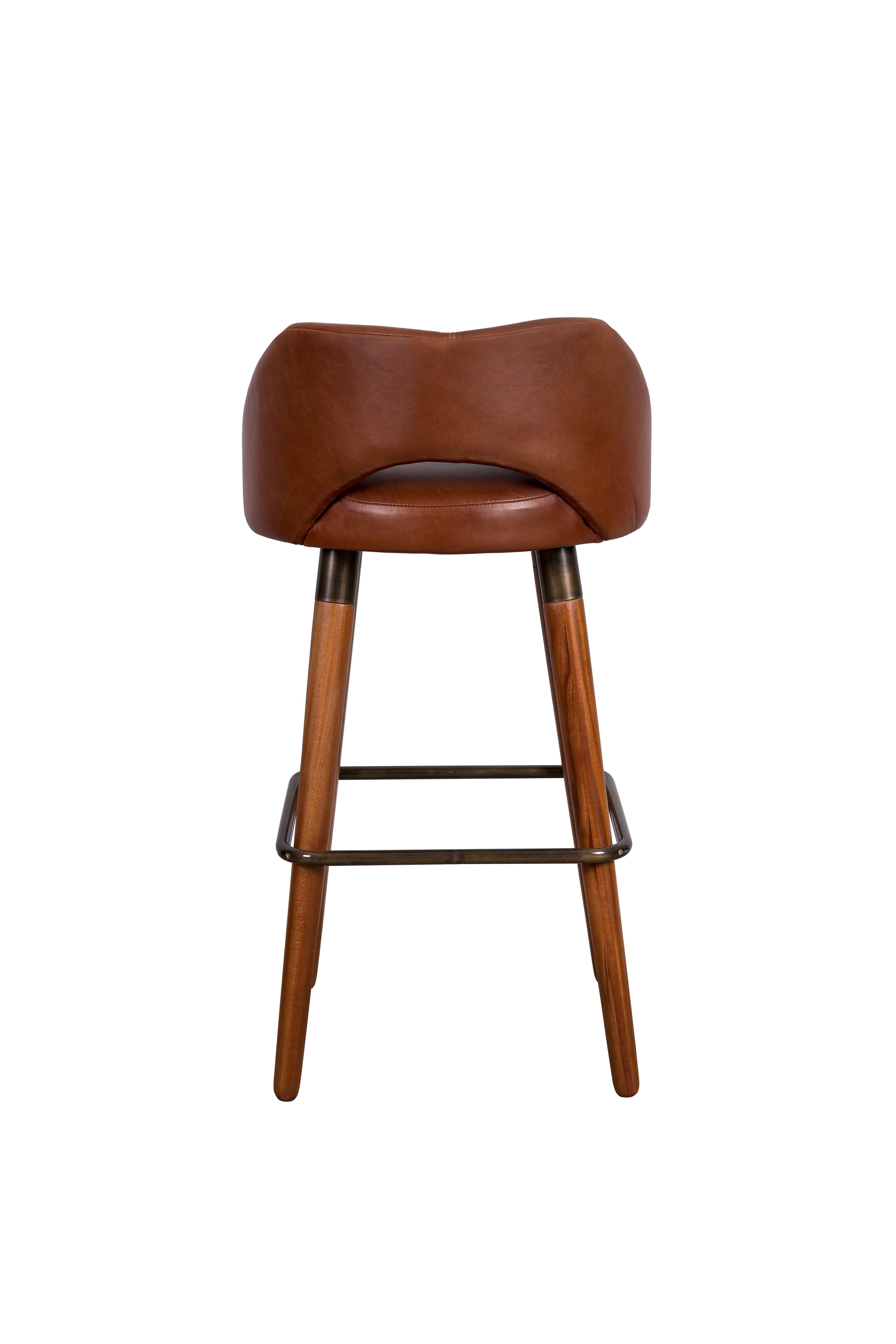 Plantation Bar Stool by Egg Designs
Dimensions: 50 L X 50 D X 98 H cm
Materials: Bronze Coated Steel, African Mahogany, Leather Upholstery

Founded by South Africans and life partners, Greg and Roche Dry - Egg is a unique perspective in