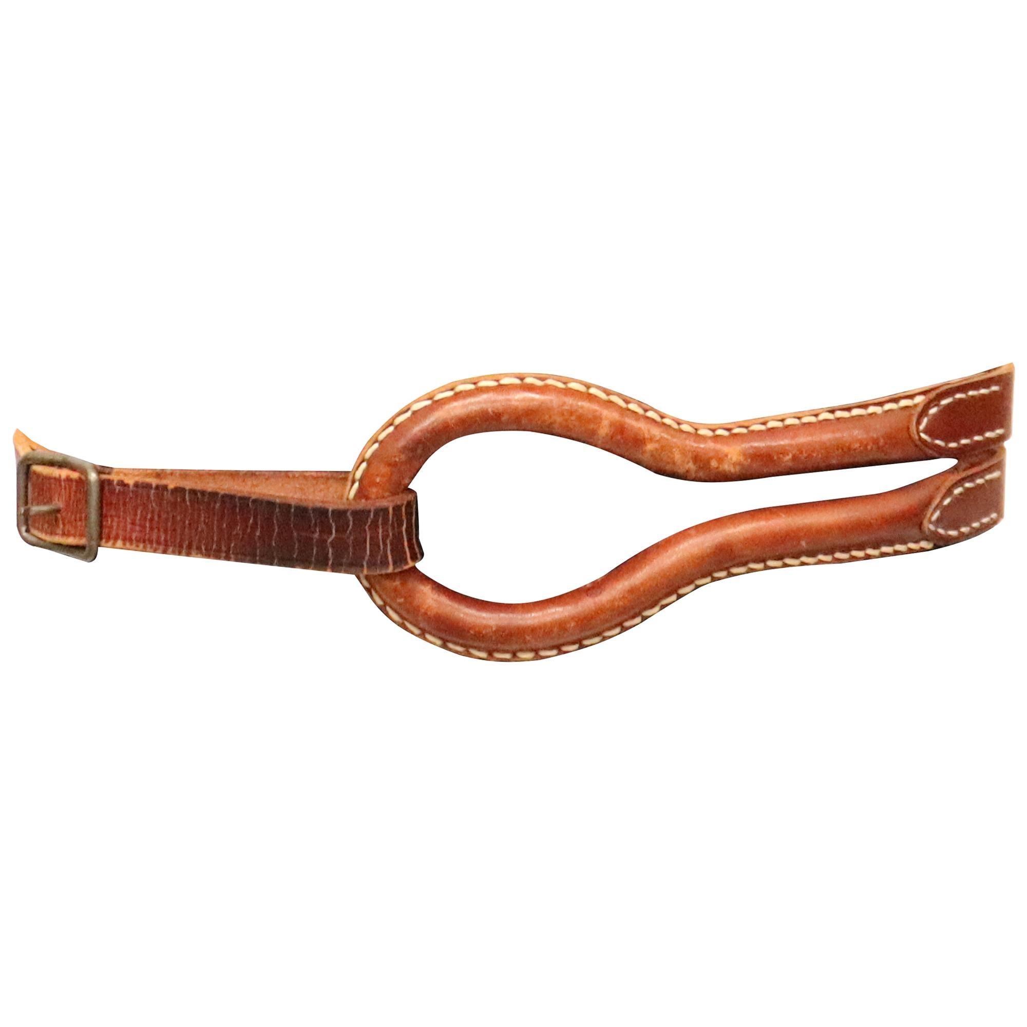 Plantation brown leather double band W/ Loop and Front Buckle For Sale
