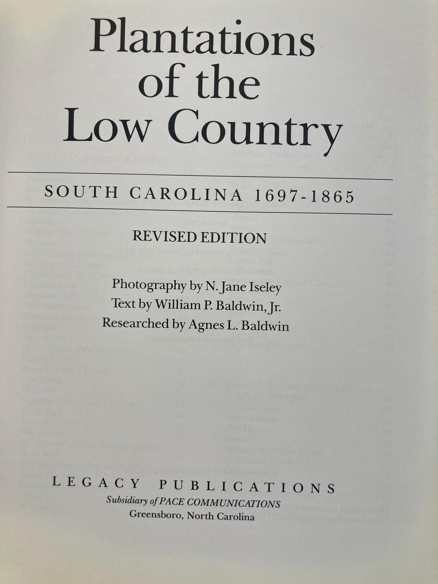 Plantations of the Low Country, South Carolina 1697-1865 Hardcover Book In Good Condition In North Hollywood, CA
